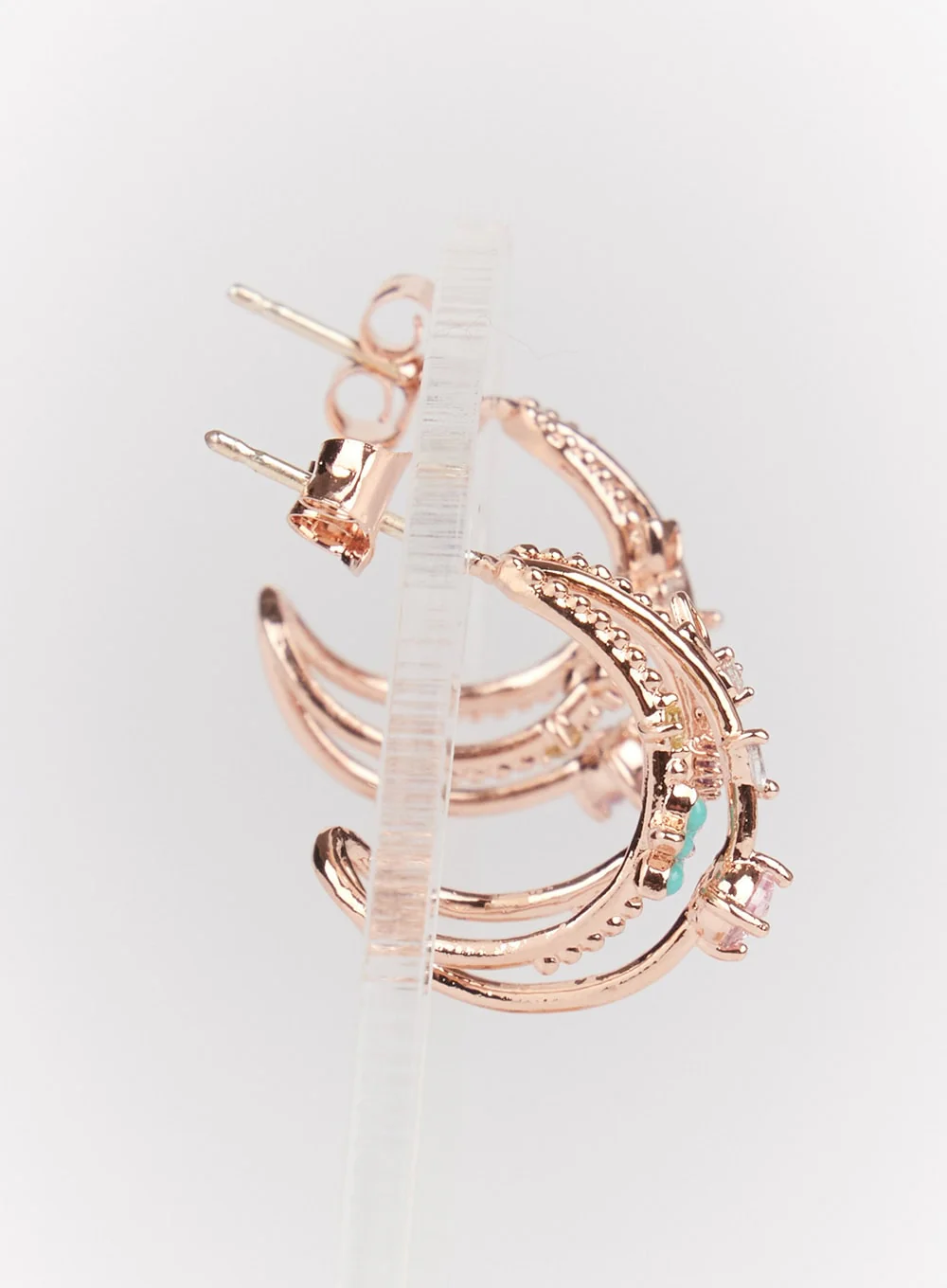 Daisy Triple Flower Stem Earrings IM528 - Image 2