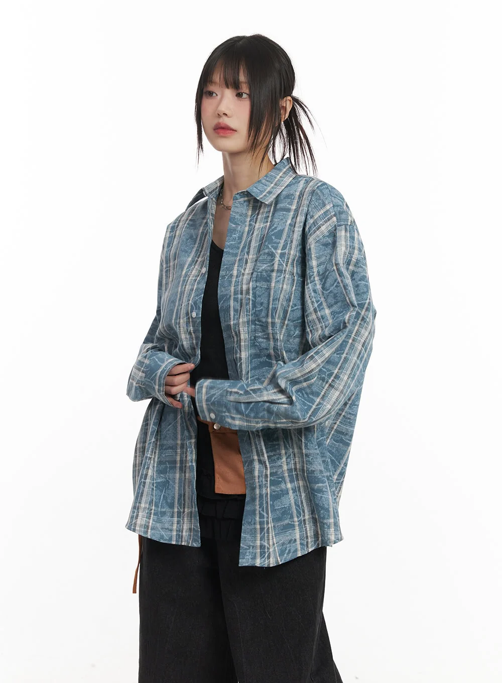 Damaged-Effect Oversized Flannel CF518 - Image 8
