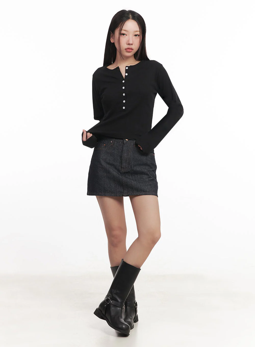 Dark Denim Mini Skirt IM528 - Image 9