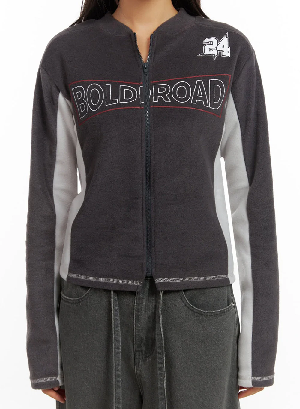 Dark gray Polyester Slim Fit Hoodie IO409 - Image 3