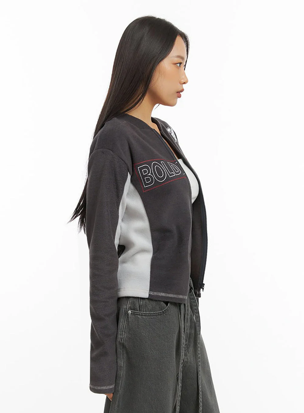 Dark gray Polyester Slim Fit Hoodie IO409 - Image 5