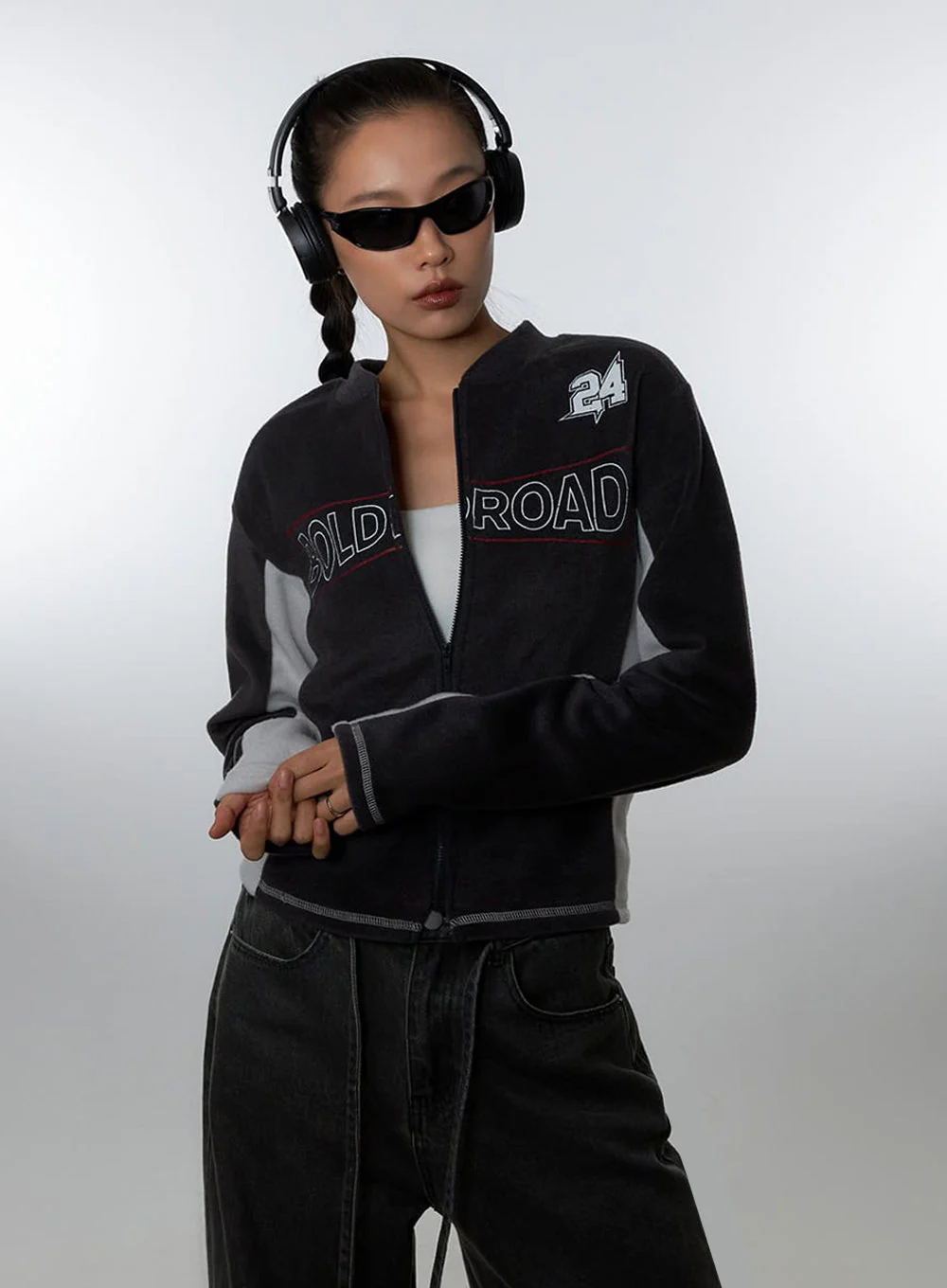 Dark gray Polyester Slim Fit Hoodie IO409 - Image 9