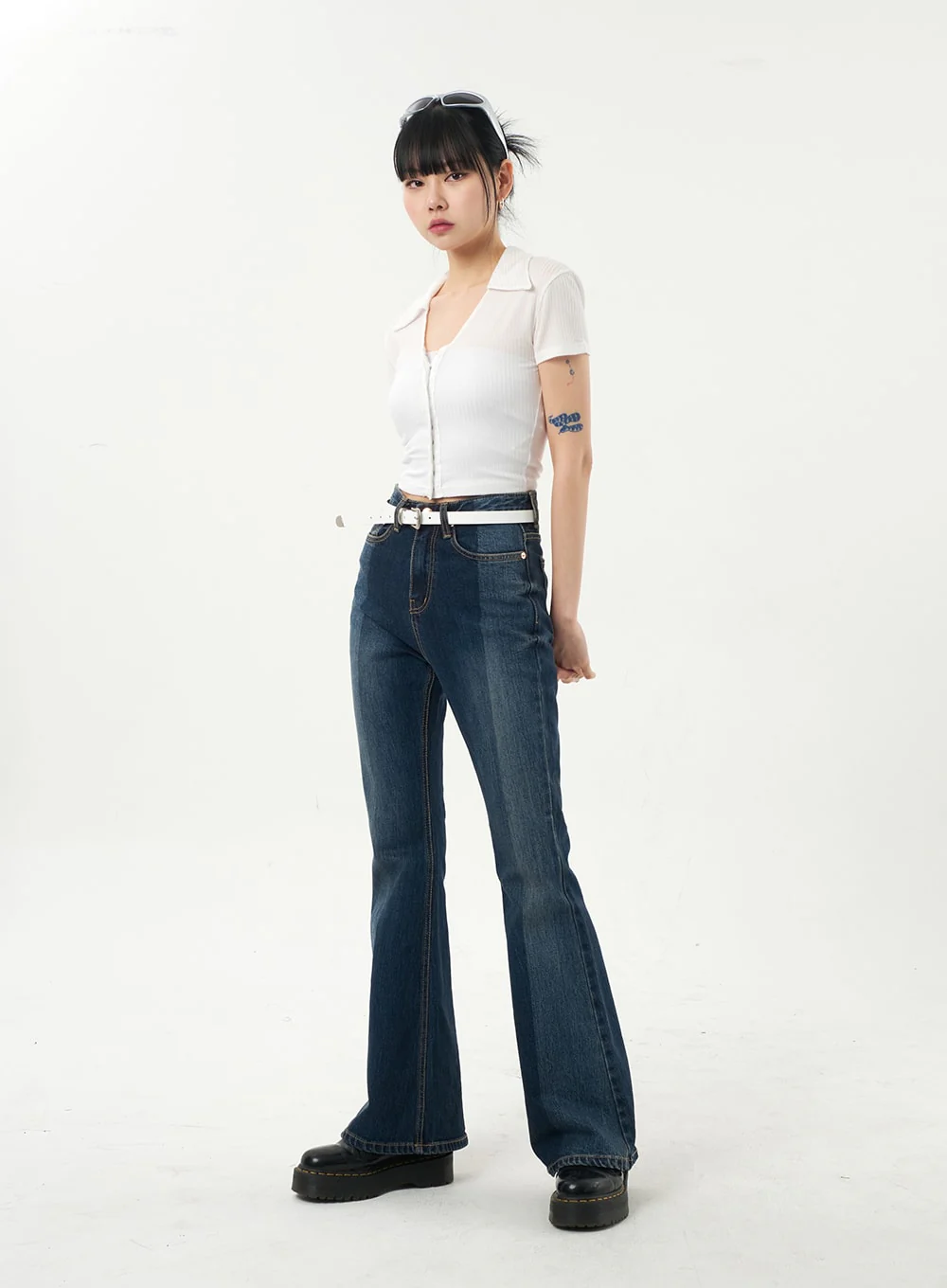 Dark Wash Bootcut Jeans CA328 - Image 13