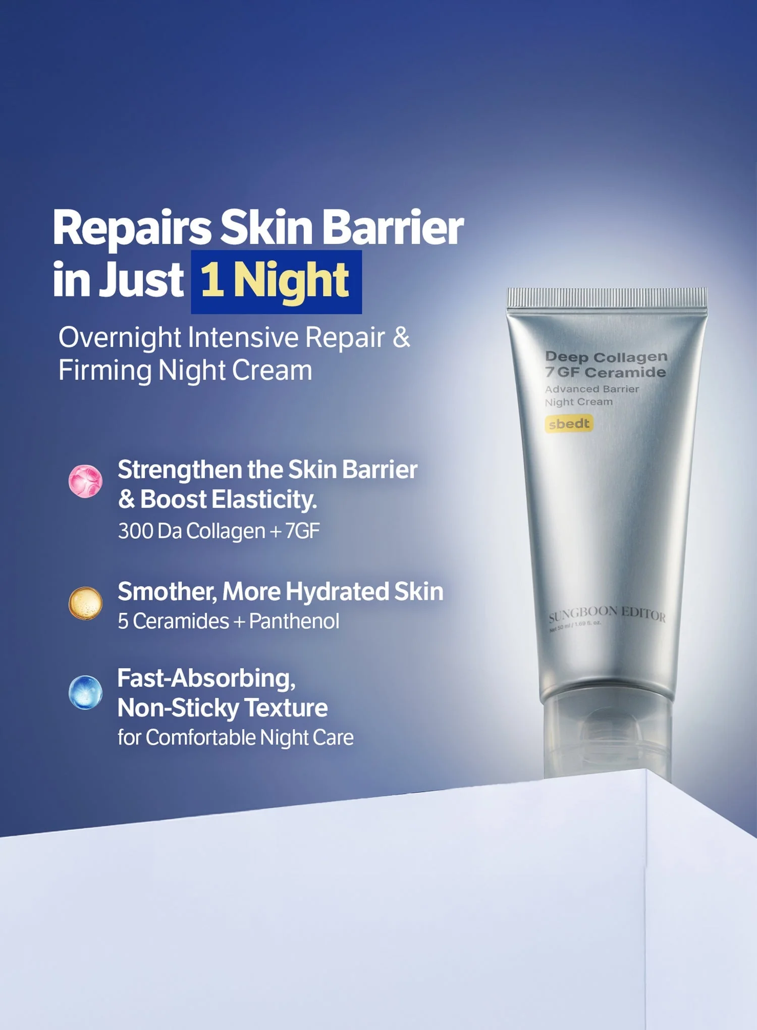 Deep Collagen 7GF Ceramide Advanced Barrier Night Cream (50ml) - Image 2
