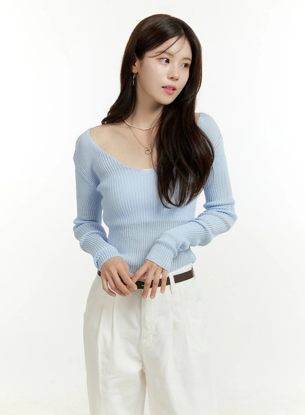 Deep U Neck Summer Sweater OU428 - Image 4