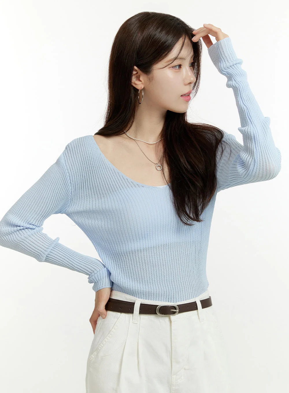 Deep U Neck Summer Sweater OU428 - Image 5