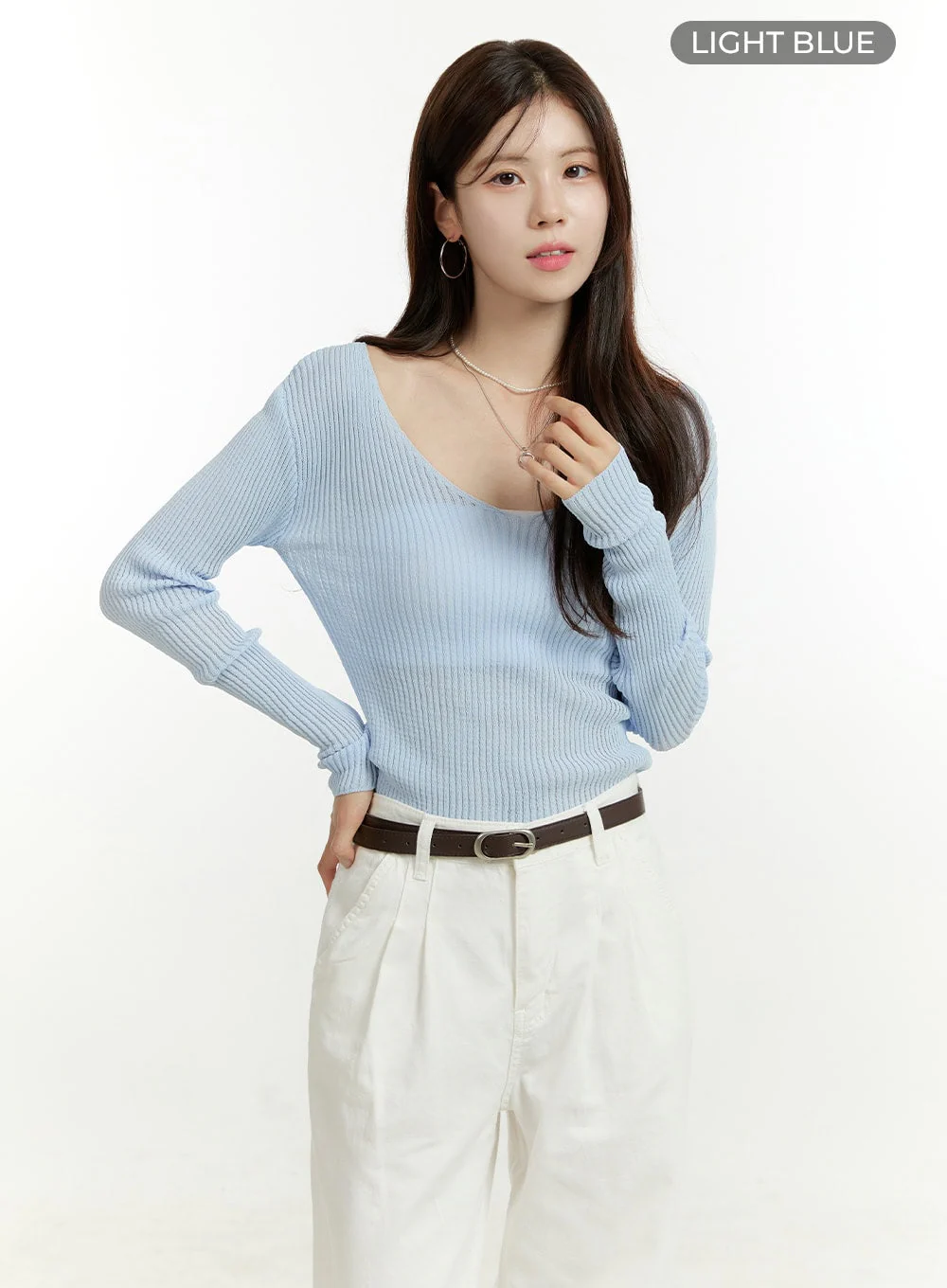 Deep U Neck Summer Sweater OU428 - Image 7