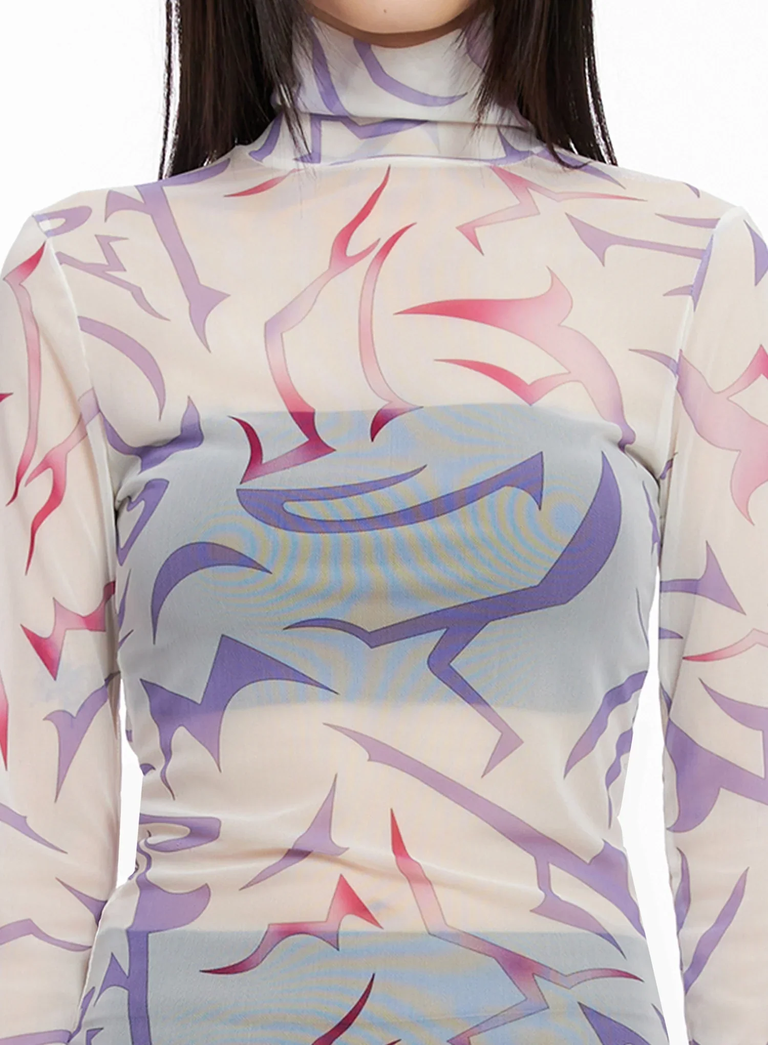Demon Print Mesh Turtleneck IN503 - Image 5
