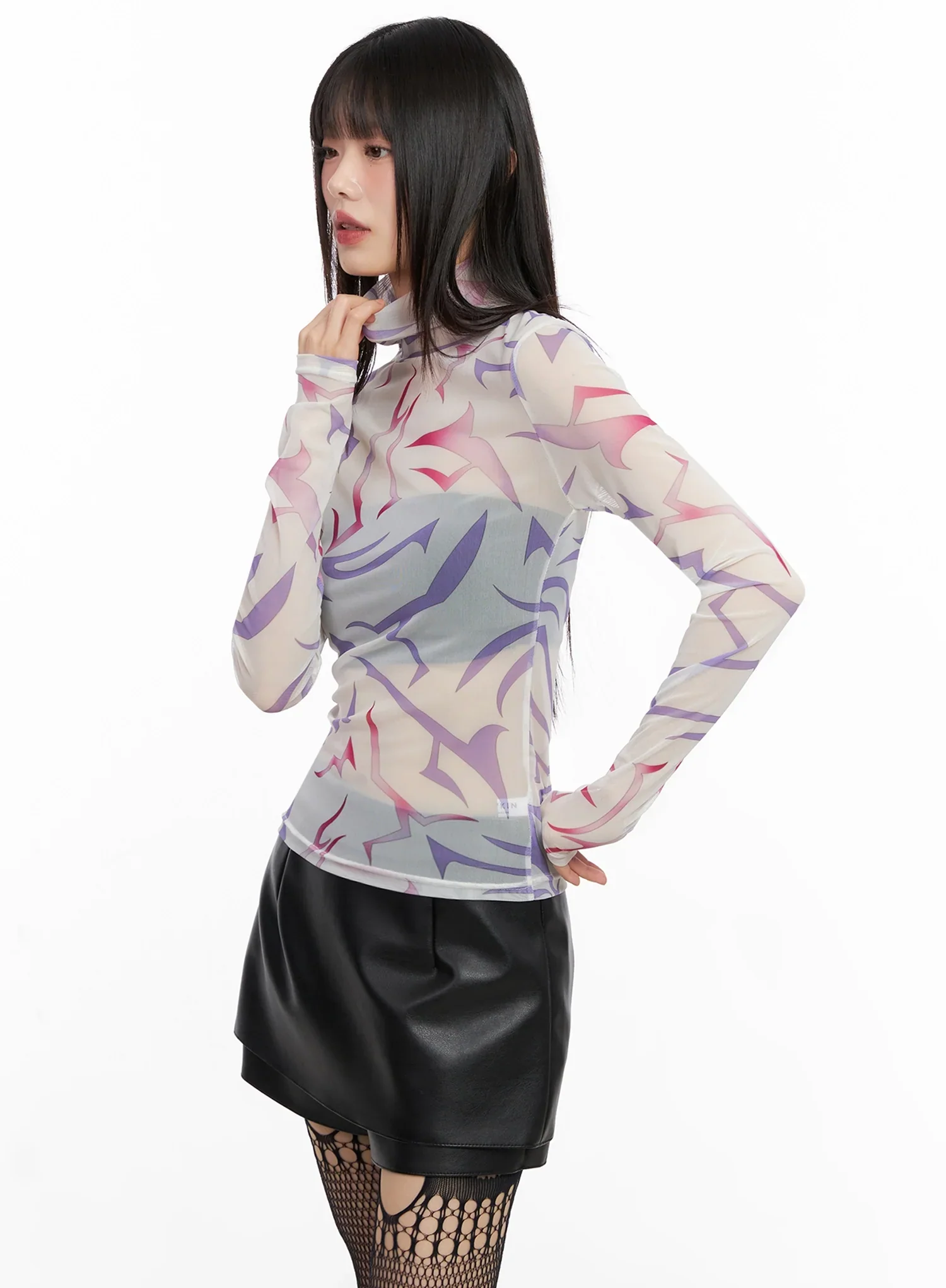 Demon Print Mesh Turtleneck IN503 - Image 6