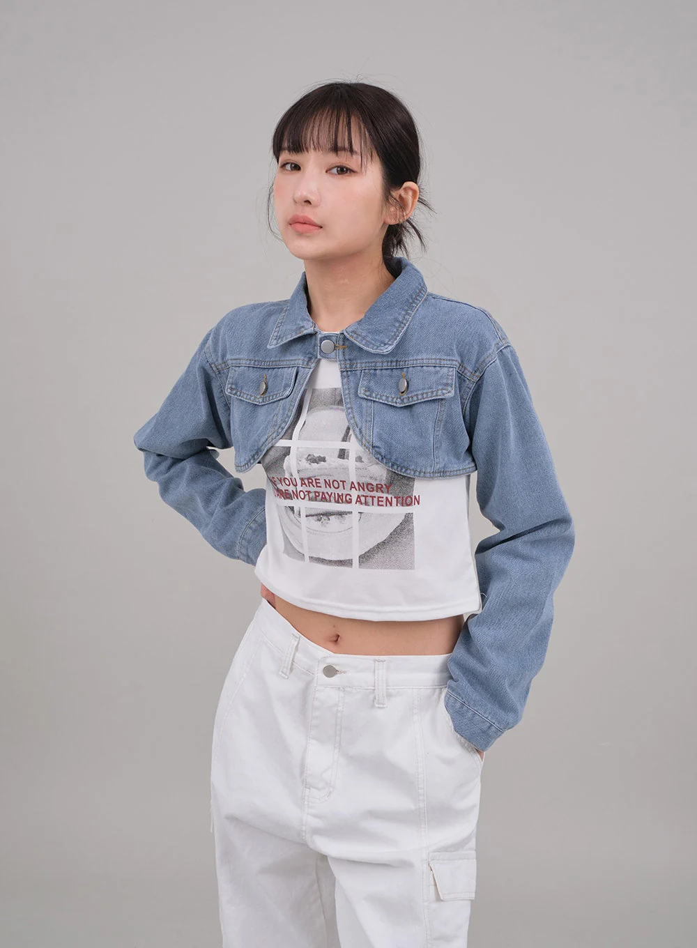Denim Cropped Bolero Jacket C2701 - Image 10