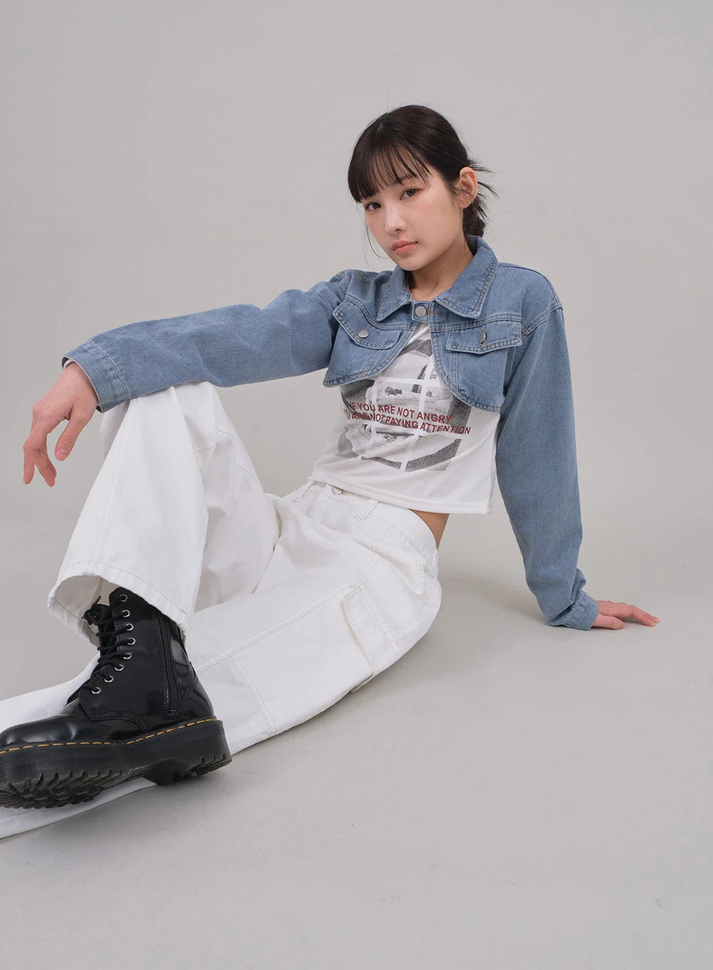 Denim Cropped Bolero Jacket C2701 - Image 11