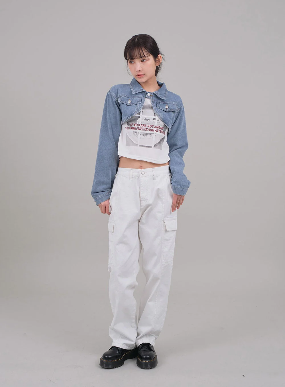 Denim Cropped Bolero Jacket C2701 - Image 4