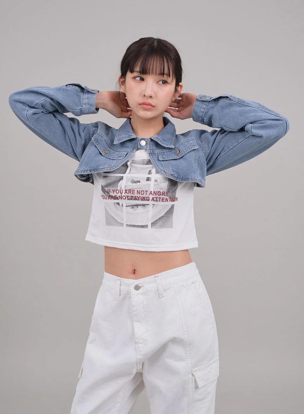 Denim Cropped Bolero Jacket C2701 - Image 5