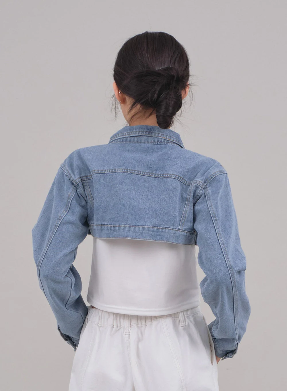 Denim Cropped Bolero Jacket C2701 - Image 6