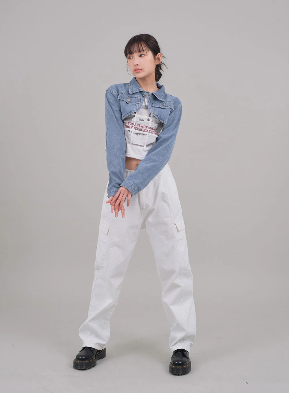 Denim Cropped Bolero Jacket C2701 - Image 8