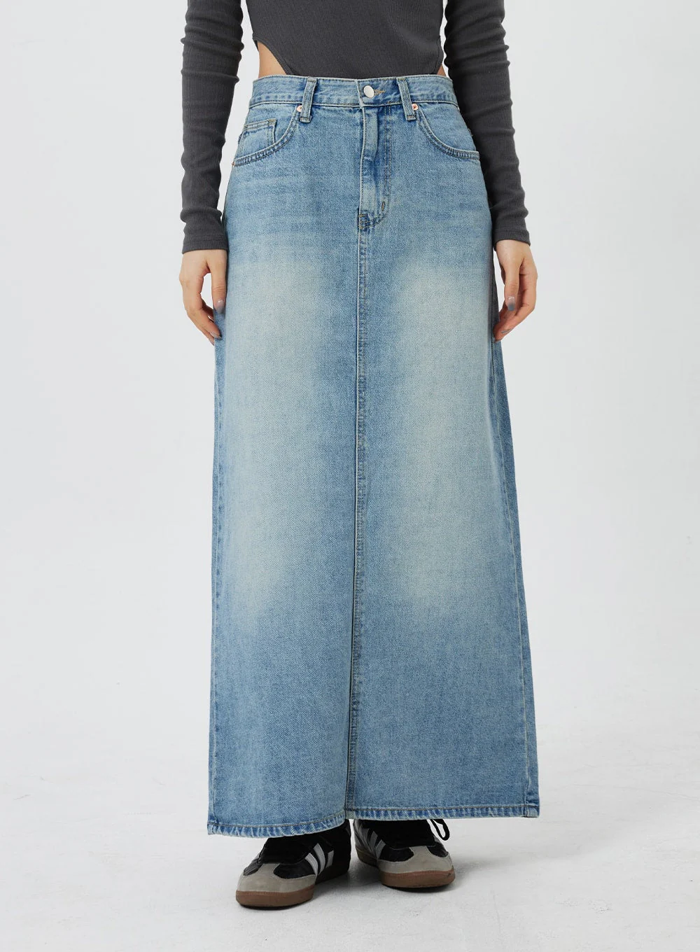 Denim Maxi Skirt CF324 - Image 5