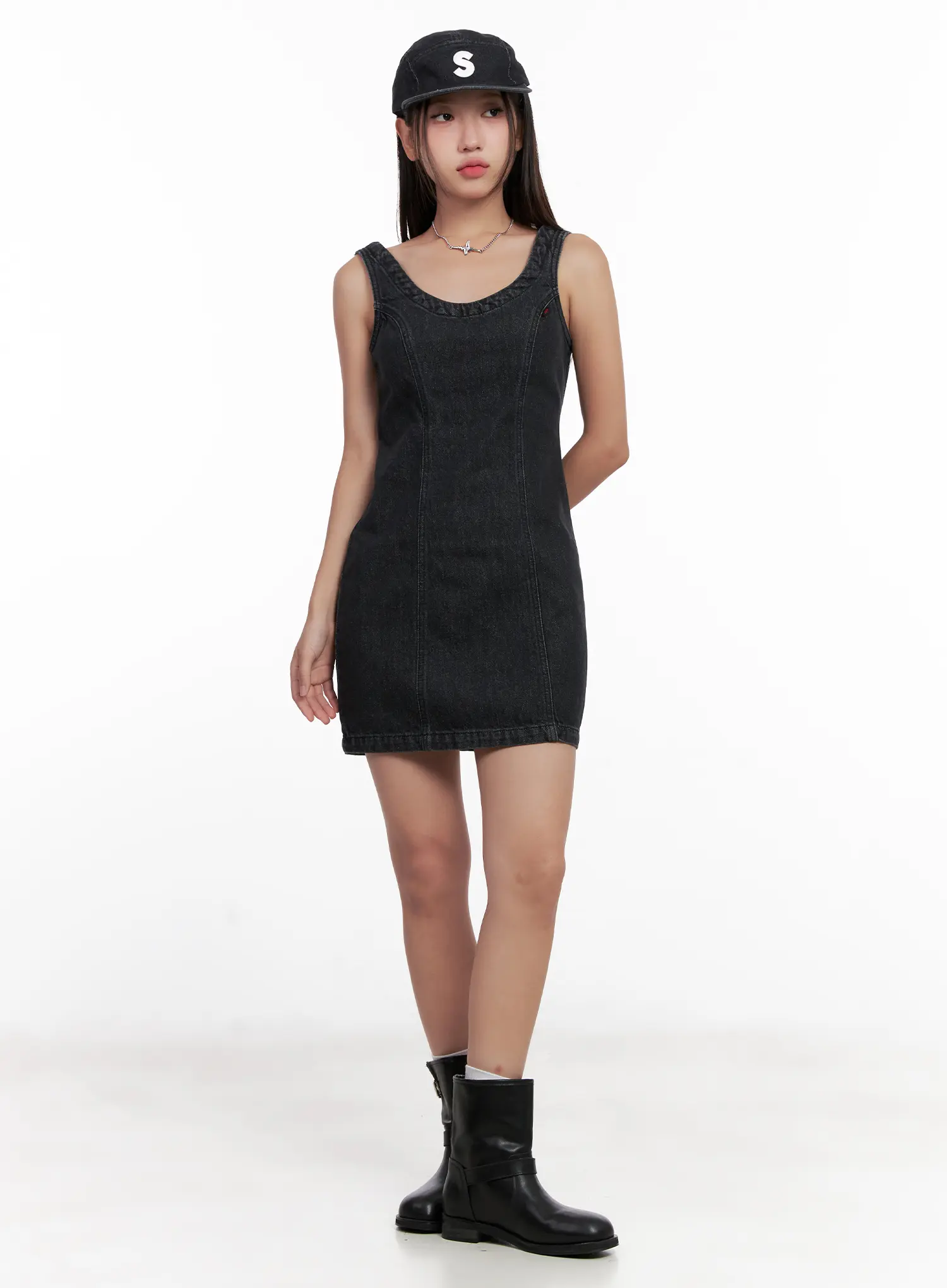 Denim Mini Dress CL521 - Image 2