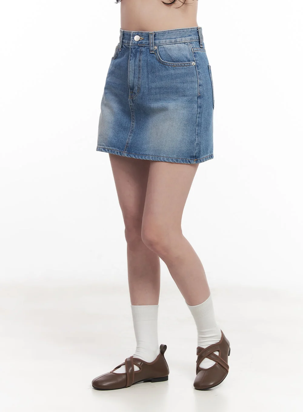 Denim Washed Mini Skirt  CY523 - Image 9