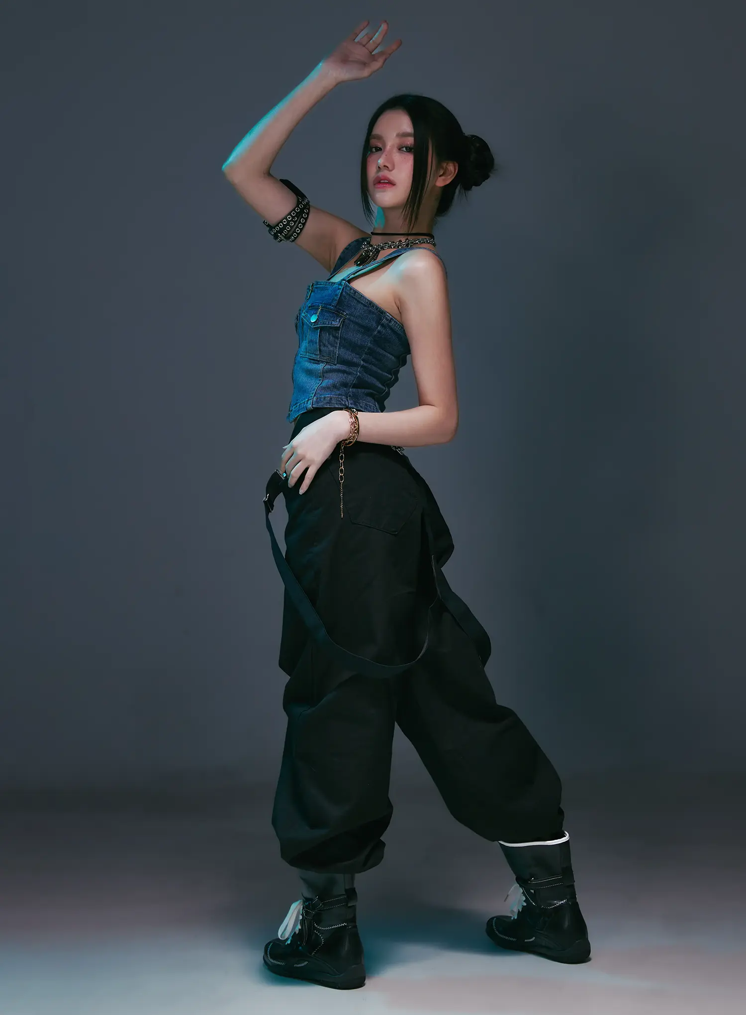 Denim Zip-up Sleeveless Top CS525 - Image 7