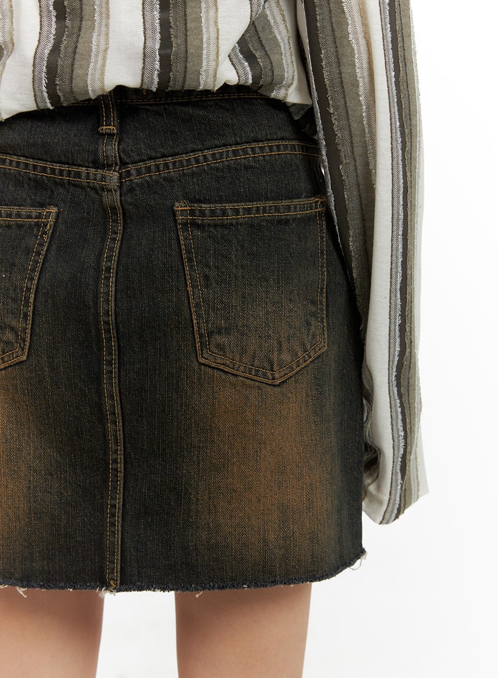 Destroyed Hem Denim Mini Skirt CM427 - Image 6