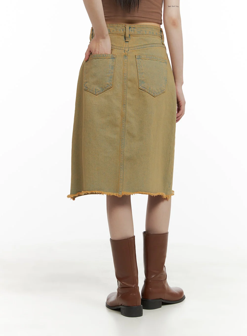 Destroyed Hem Midi Denim Skirt CA412 - Image 7