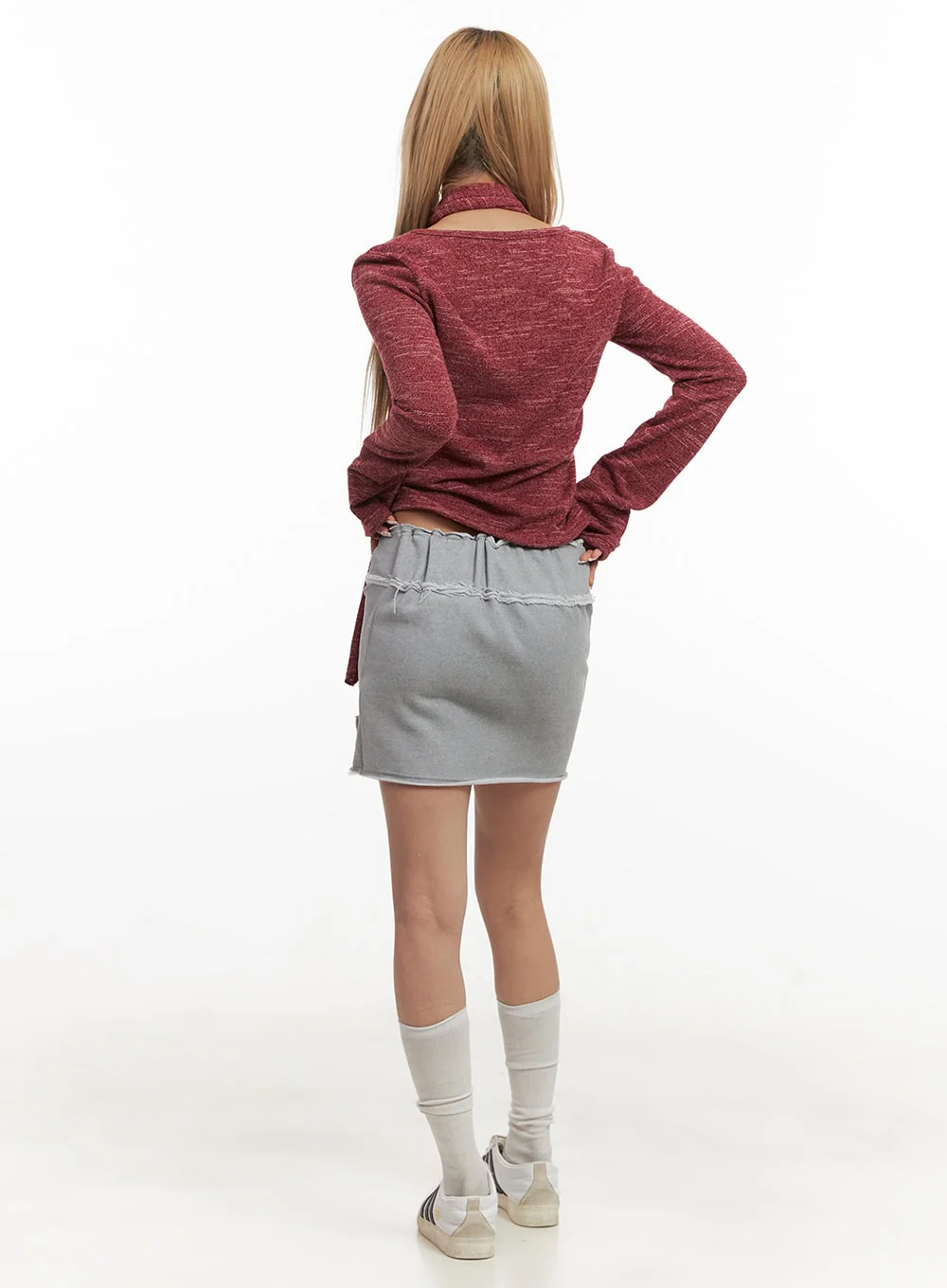 Distressed Cotton Slim-Fit Mini Skirt CJ507 - Image 4