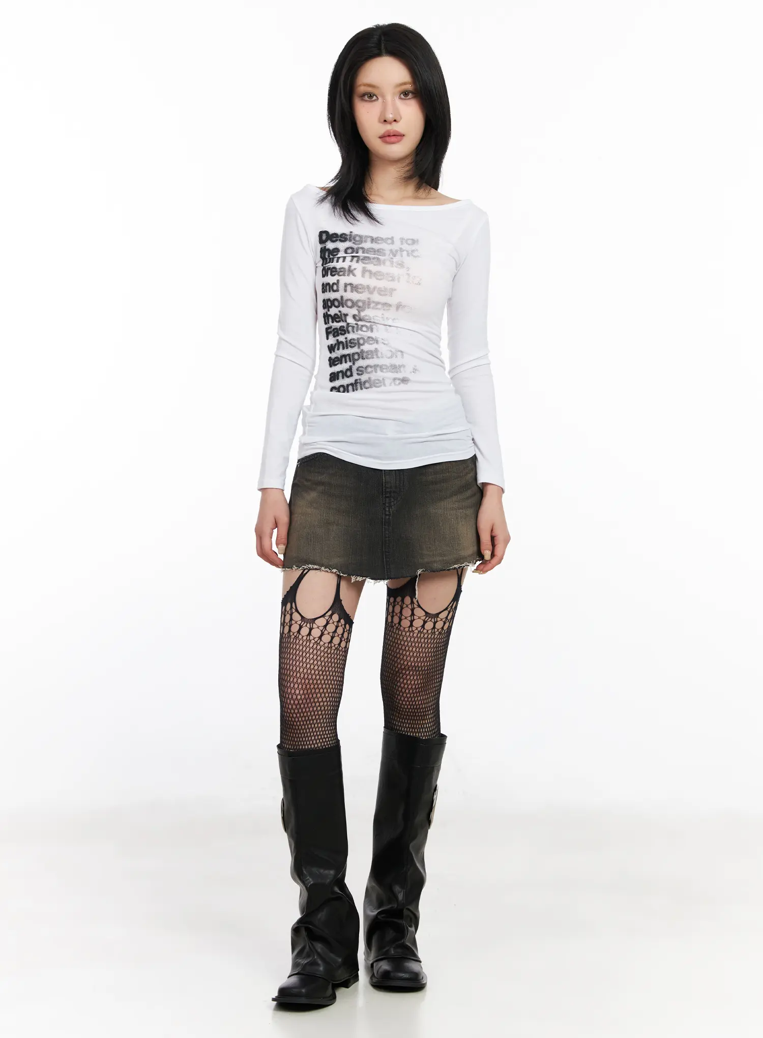 Distressed Denim Mini Skirt CF527 - Image 5