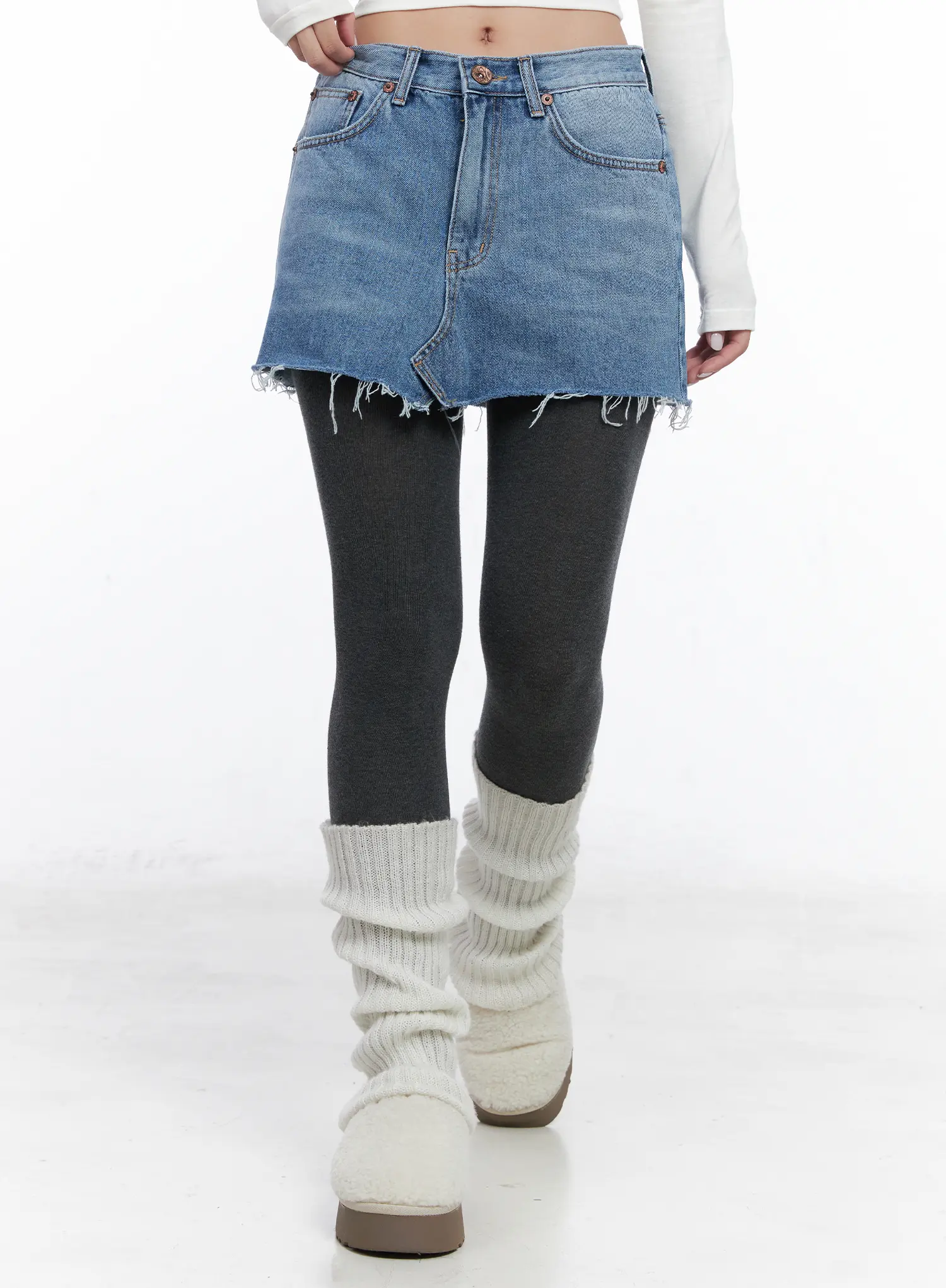Distressed Denim Mini Skirt CN514 - Image 2