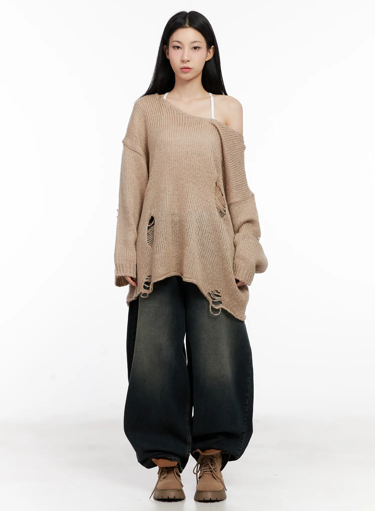 Distressed Loose Knit Sweater CG522 - Image 3