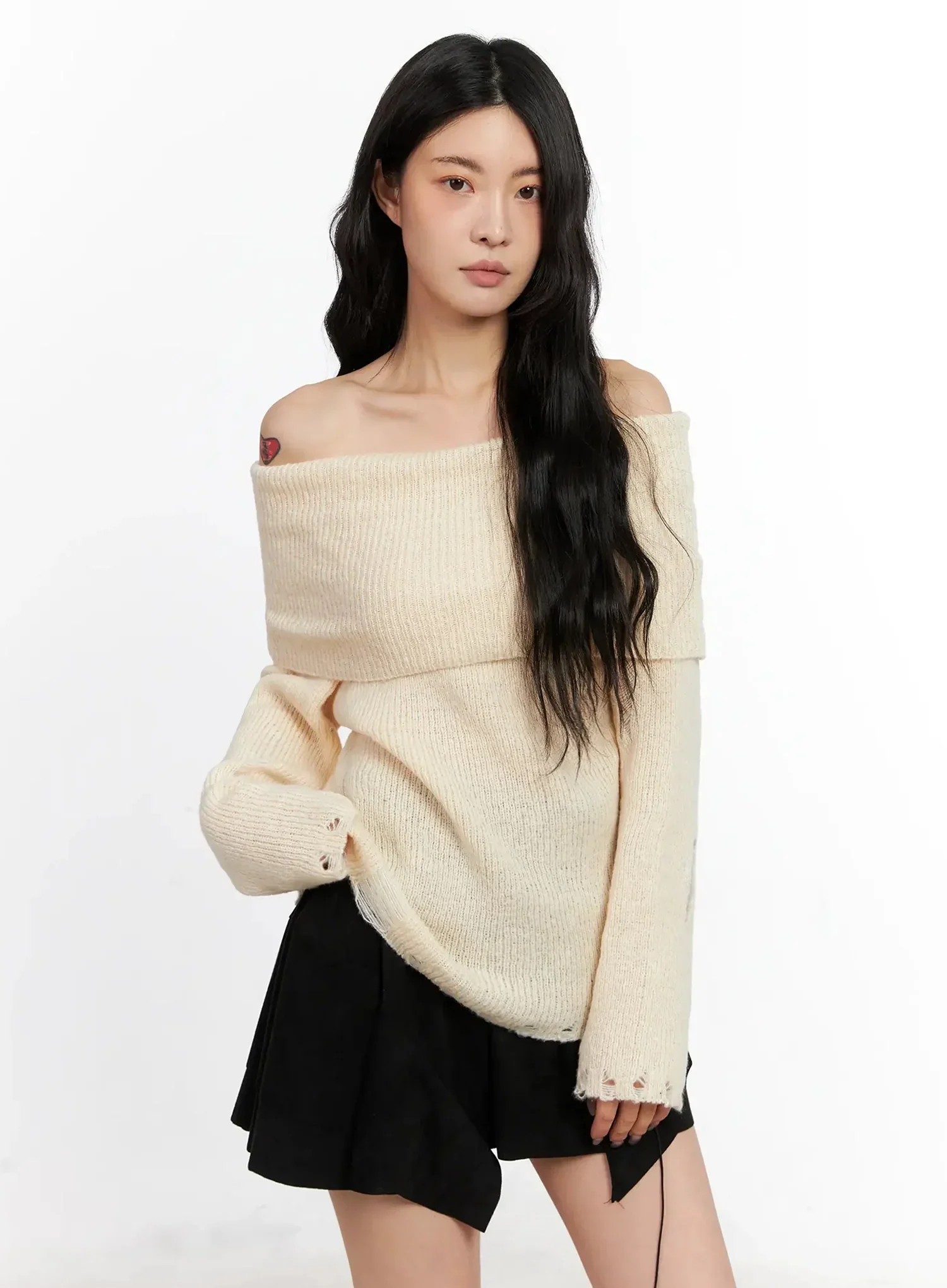 Distressed Off-Shoulder Sweater IN528 - Image 13