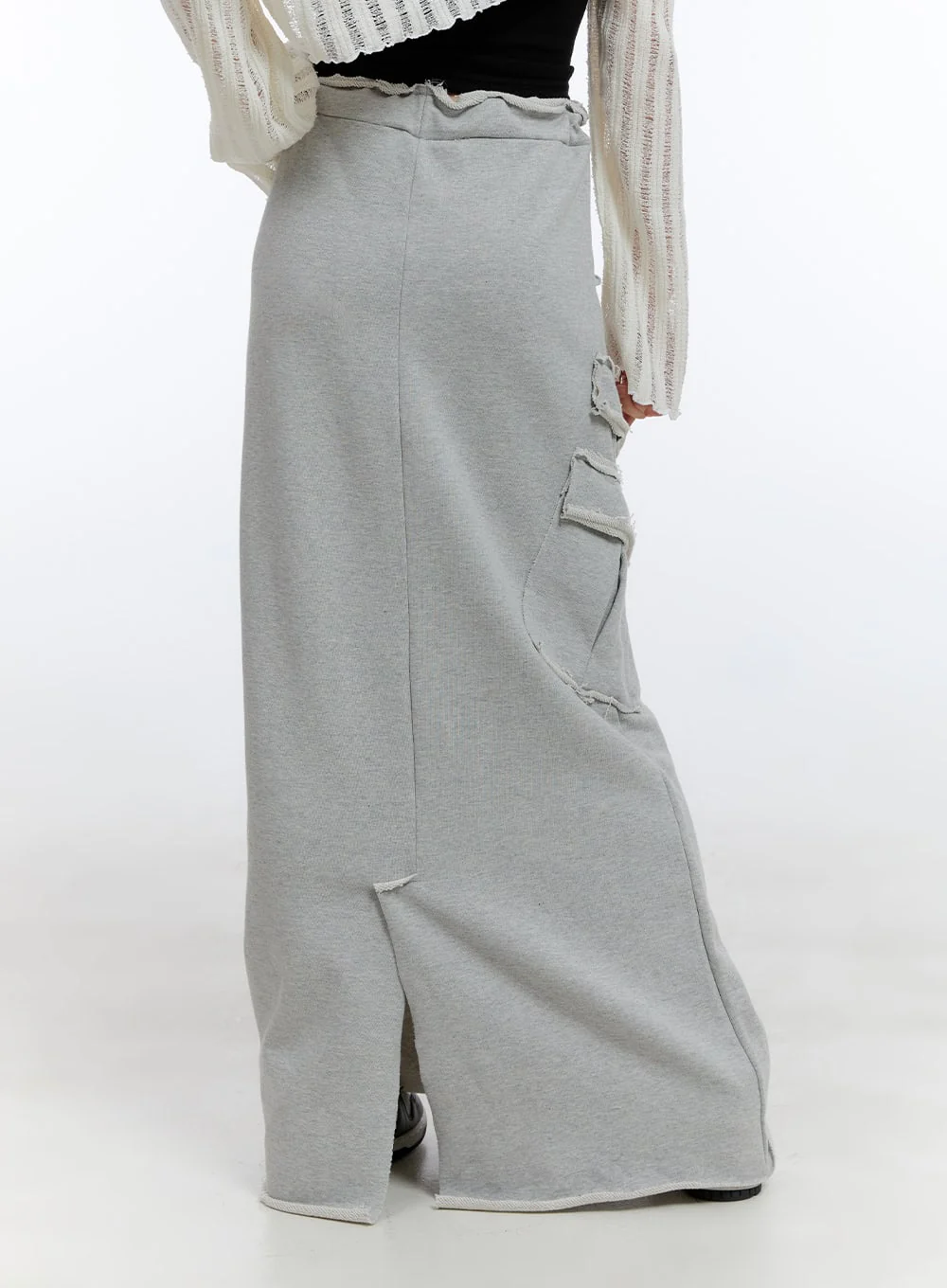 Distressed Sweat Maxi Skirt CG413 - Image 6