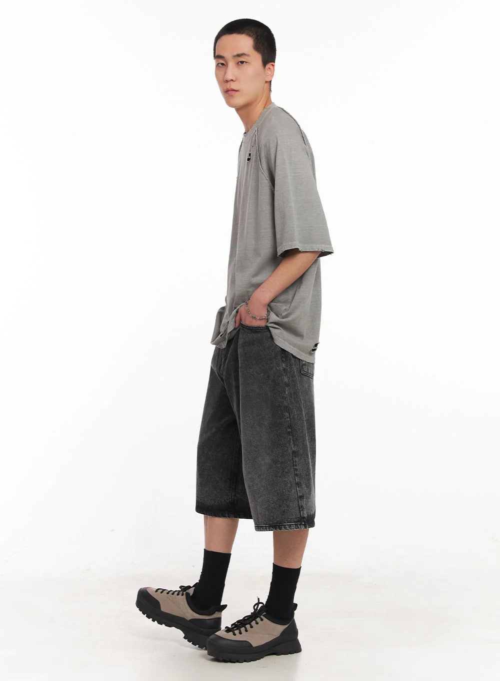 Distressed Washed Cotton T-Shirt IY506 - Image 9