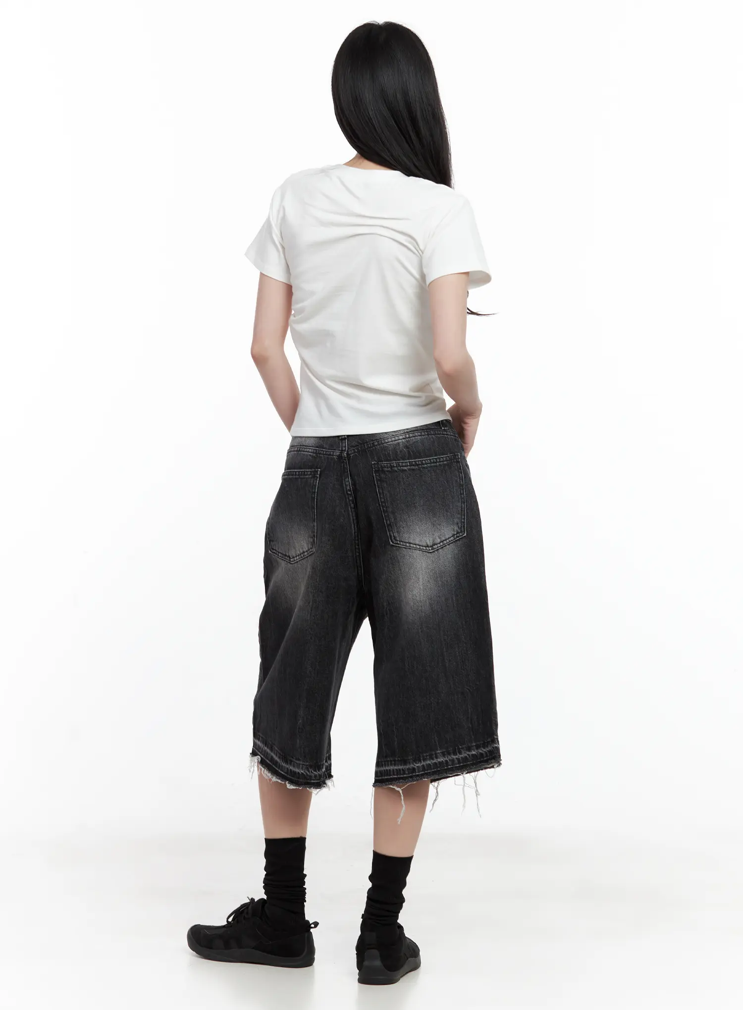 Distressed Washed Denim Jorts CU530 - Image 8