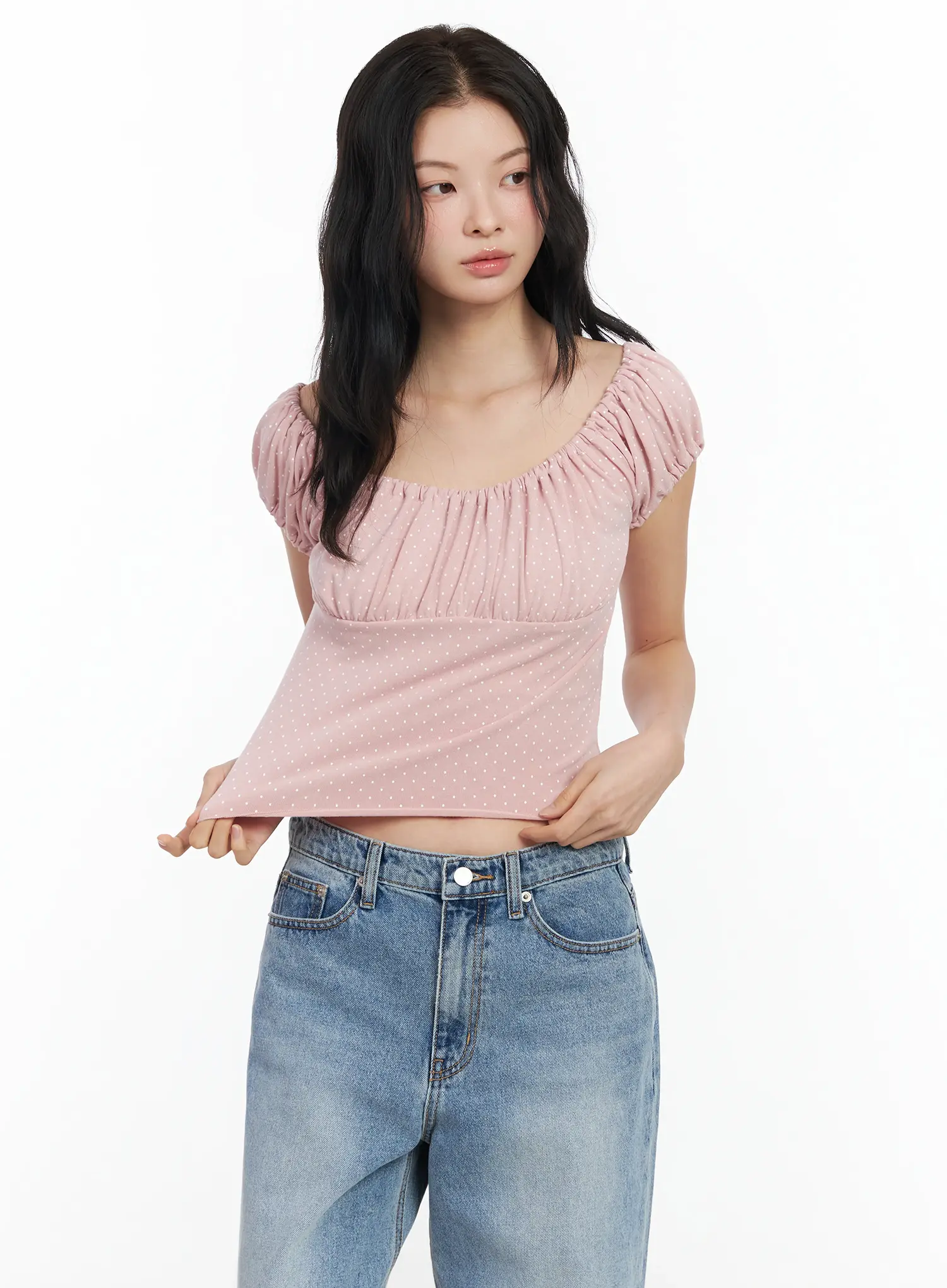 Dotted Puff Sleeve Top IM524 - Image 11
