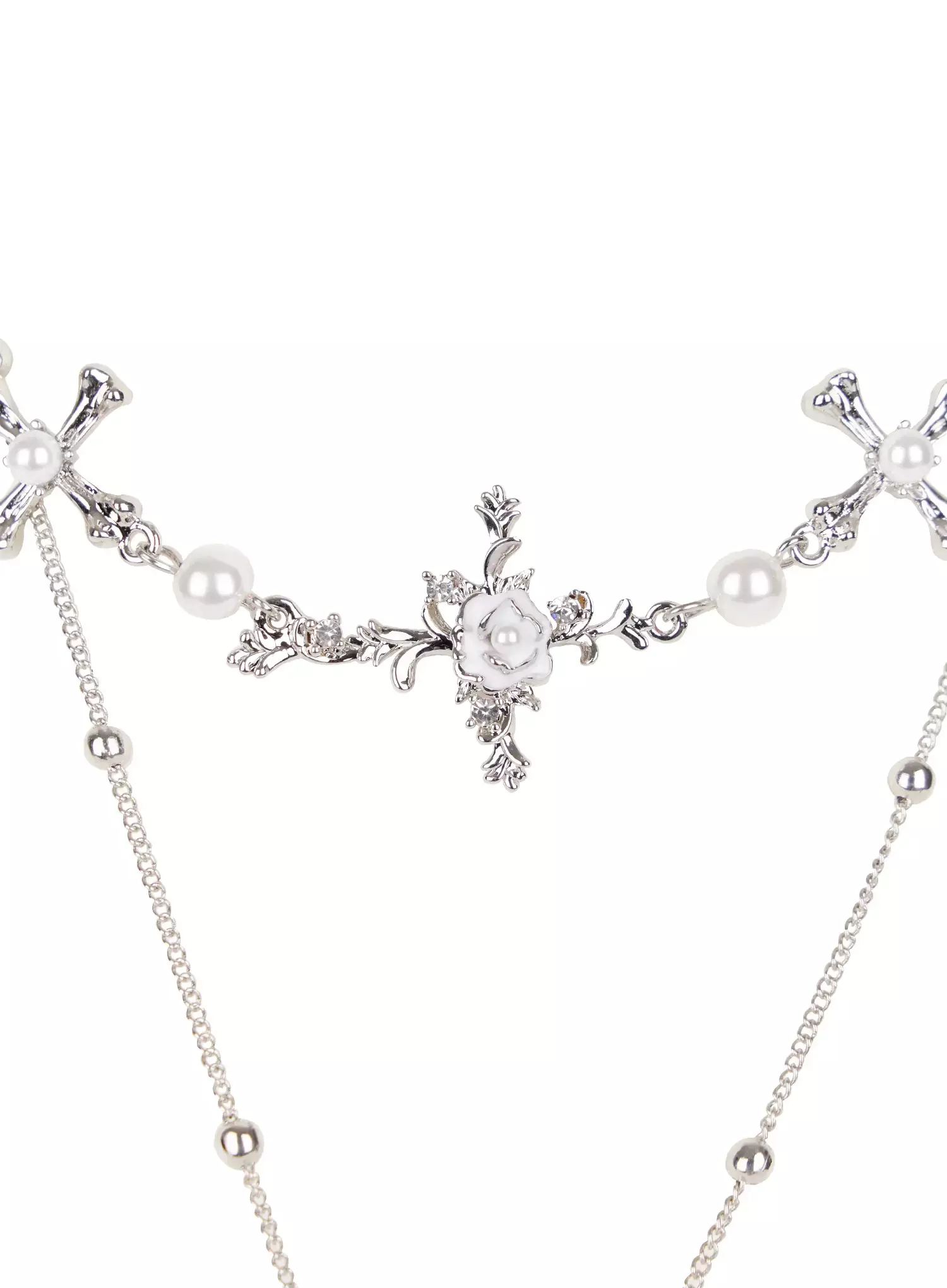 Double Chain Cross Necklace IO527 - Image 11