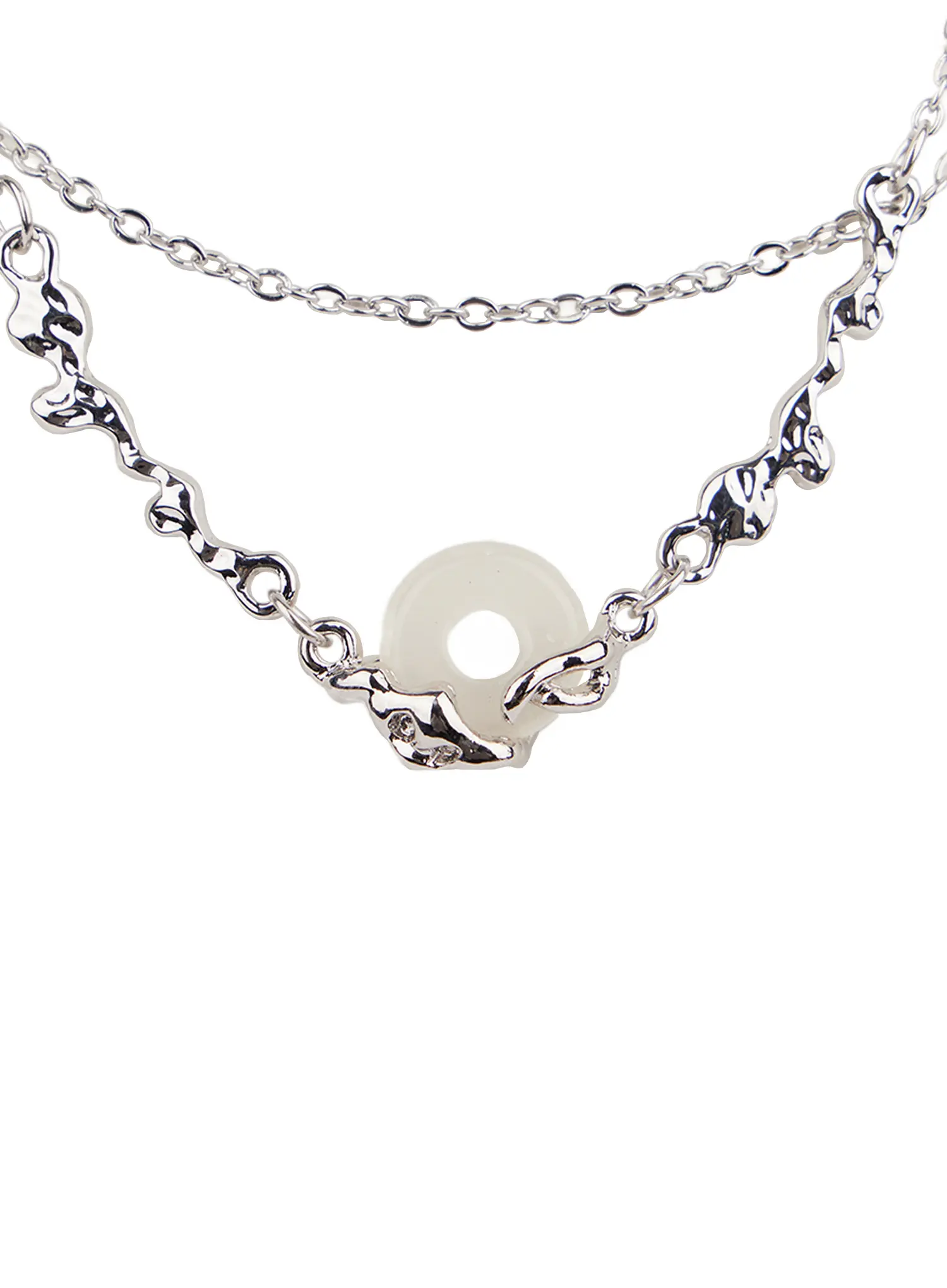 Double Chain Necklace with Stone Pendant CM505 - Image 4