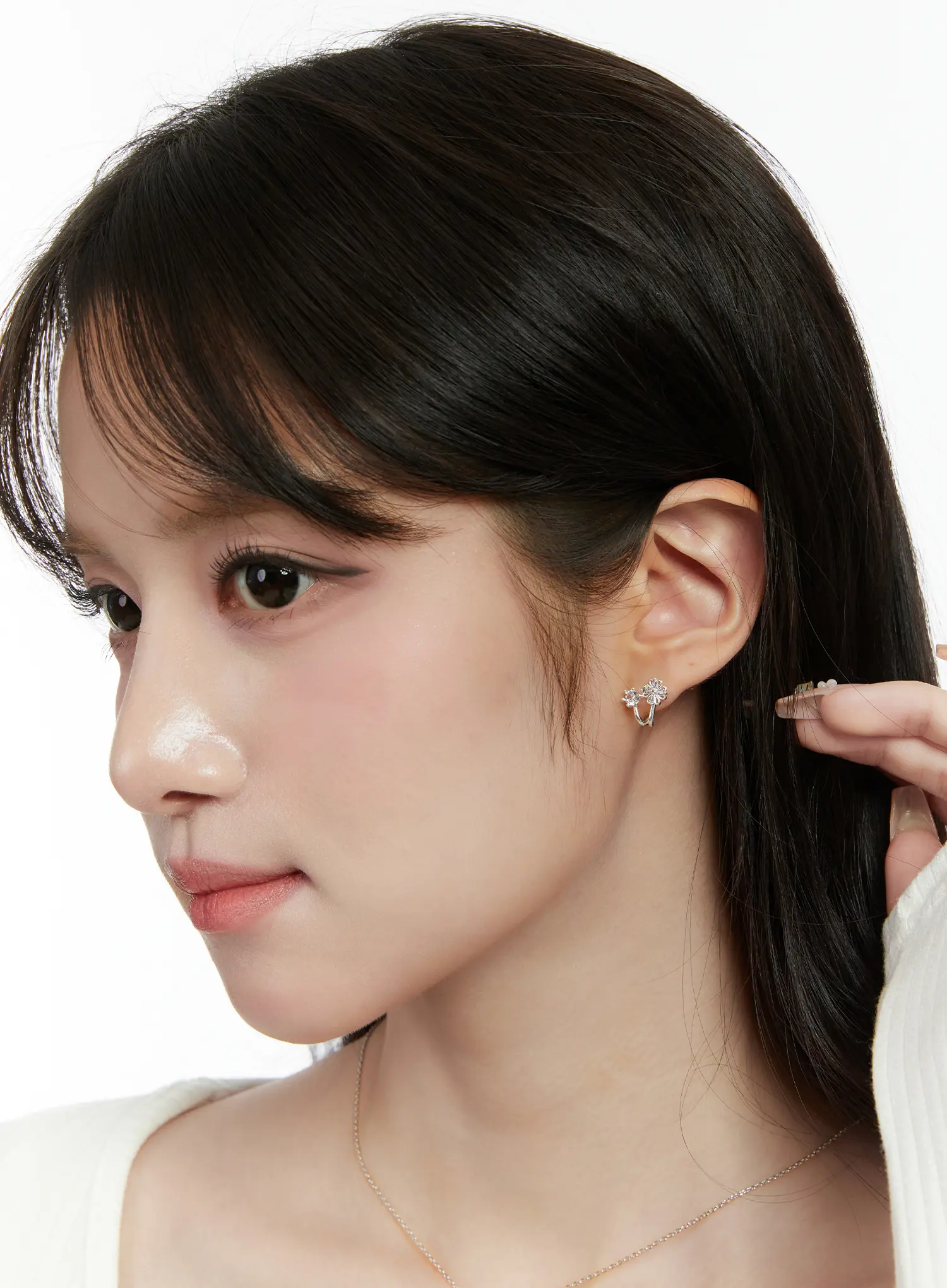 Double Cubic Clover Earrings CD514 - Image 2
