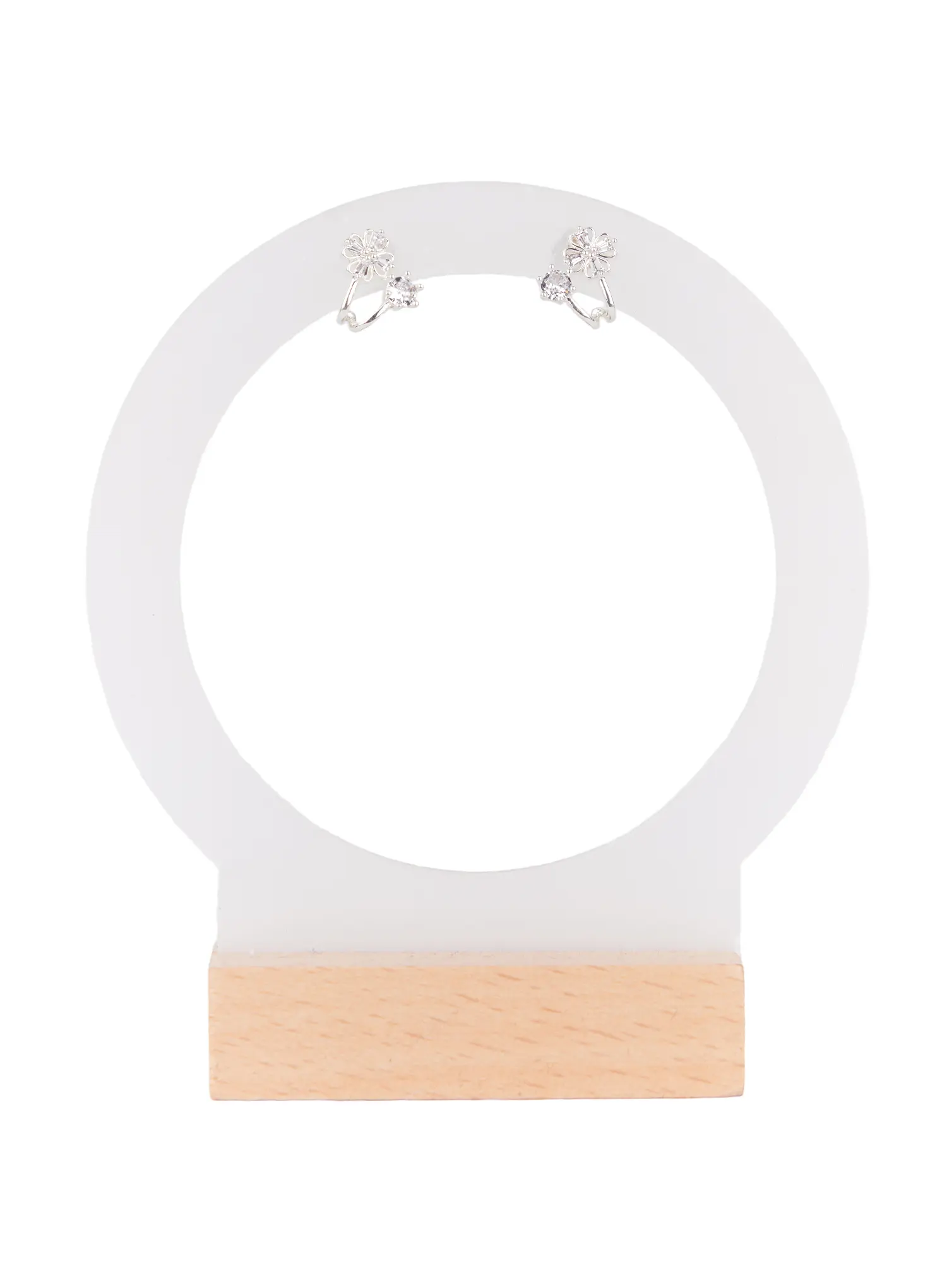 Double Cubic Clover Earrings CD514 - Image 4