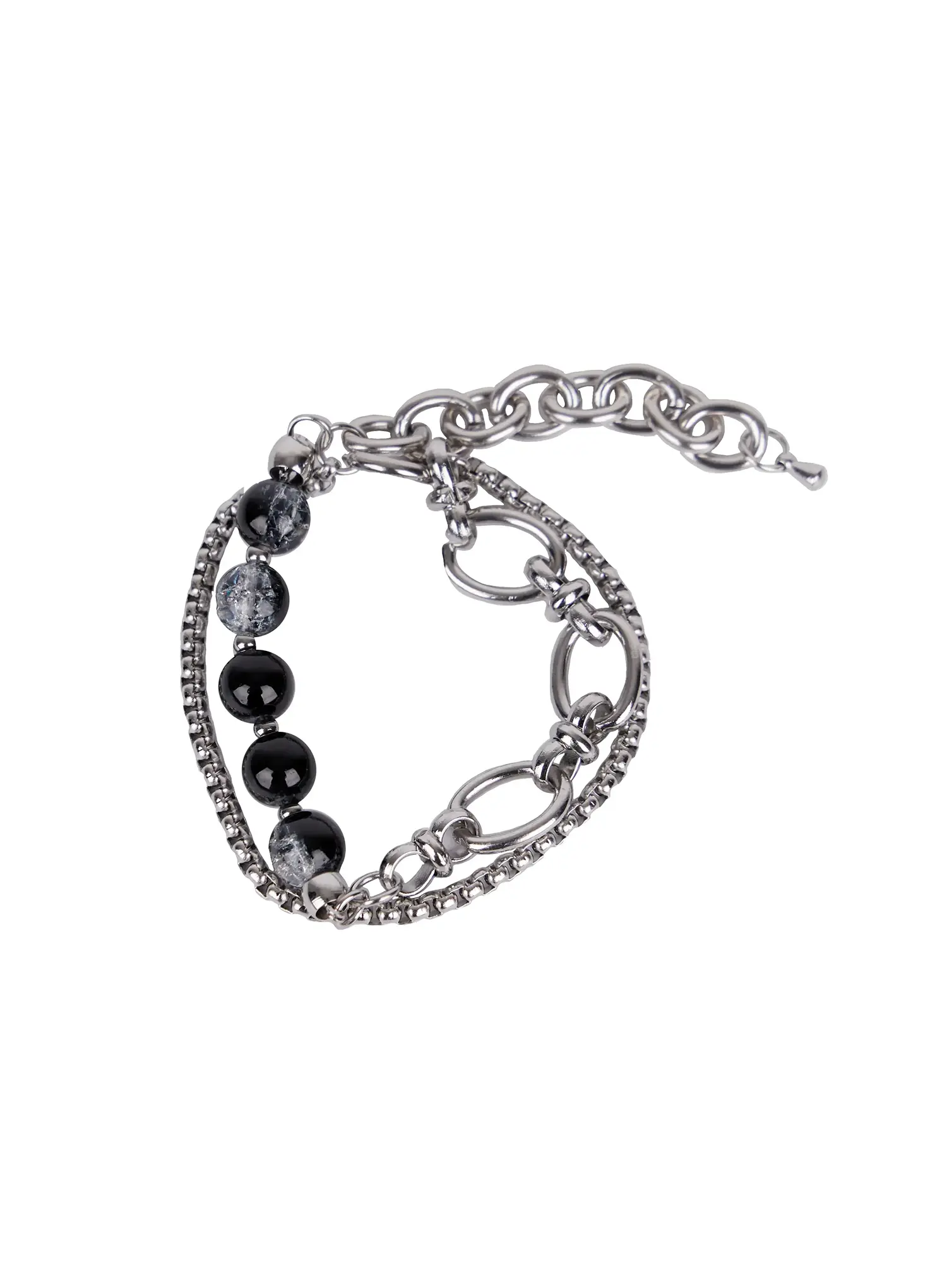 Double Layered Chain and Bead Bracelet IN510 - Image 5