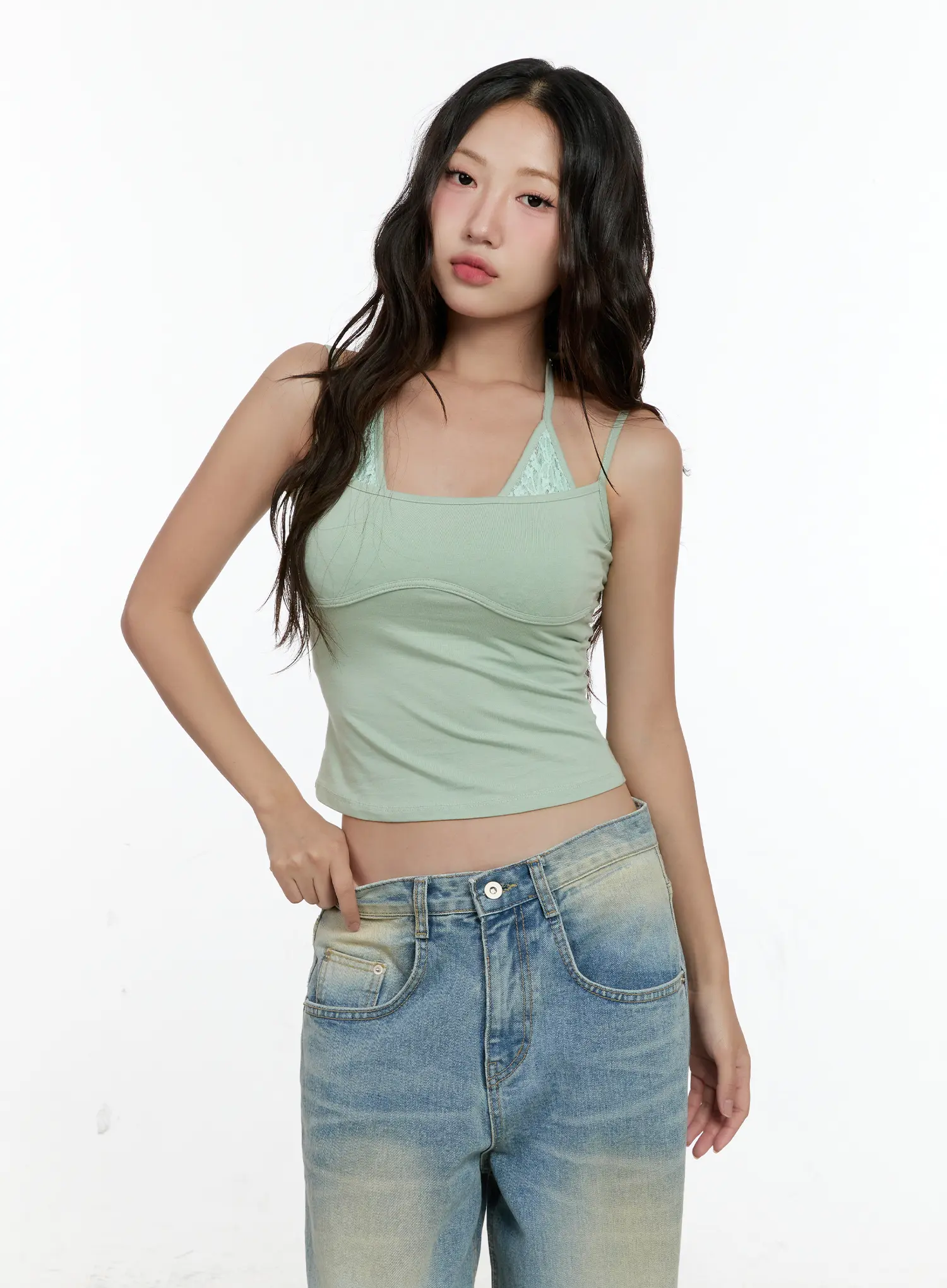 Double-Layered Lace Halter Top CL531 - Image 2
