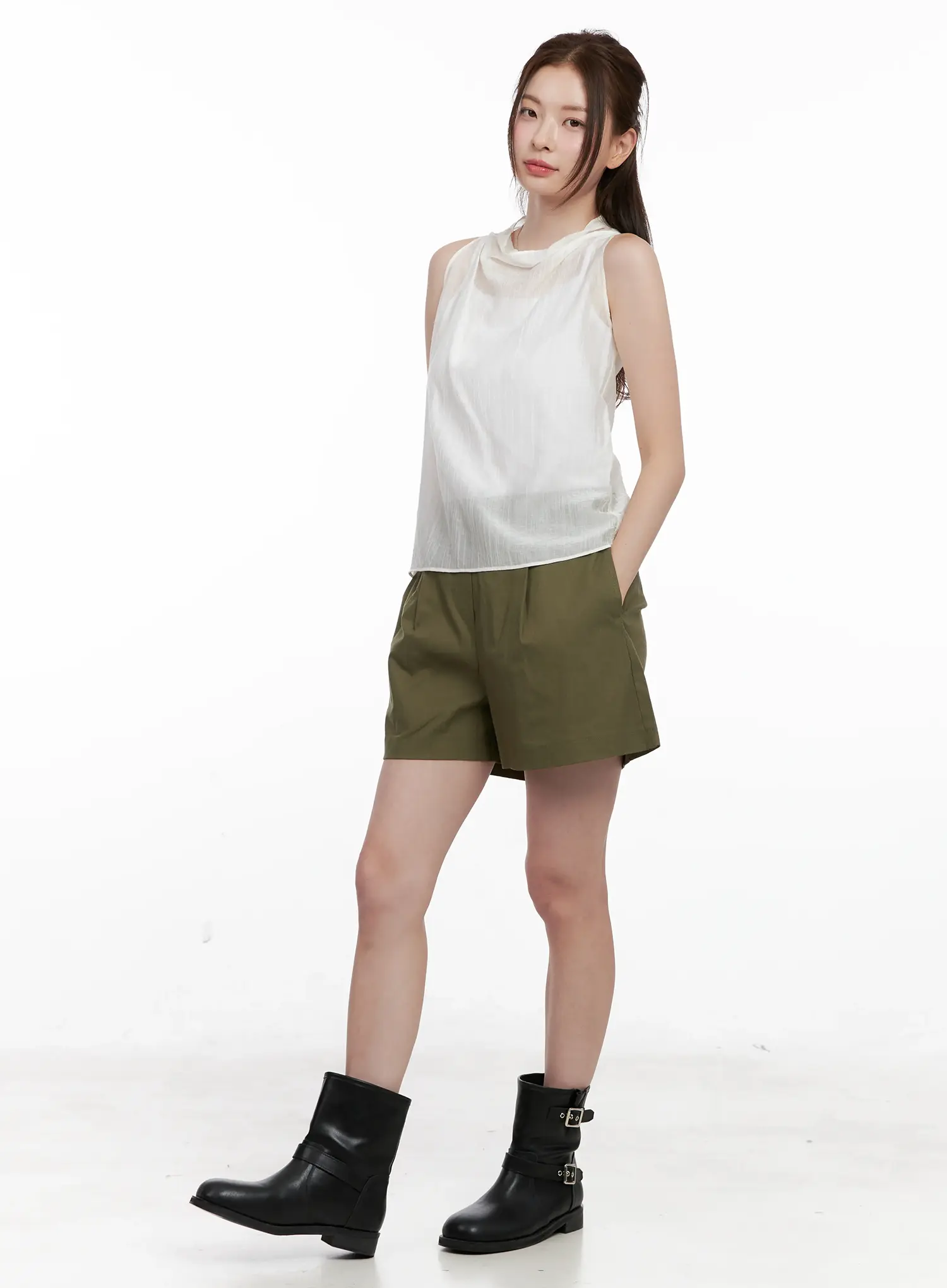 Draped Button Sleeveless Blouse CL523 - Image 6