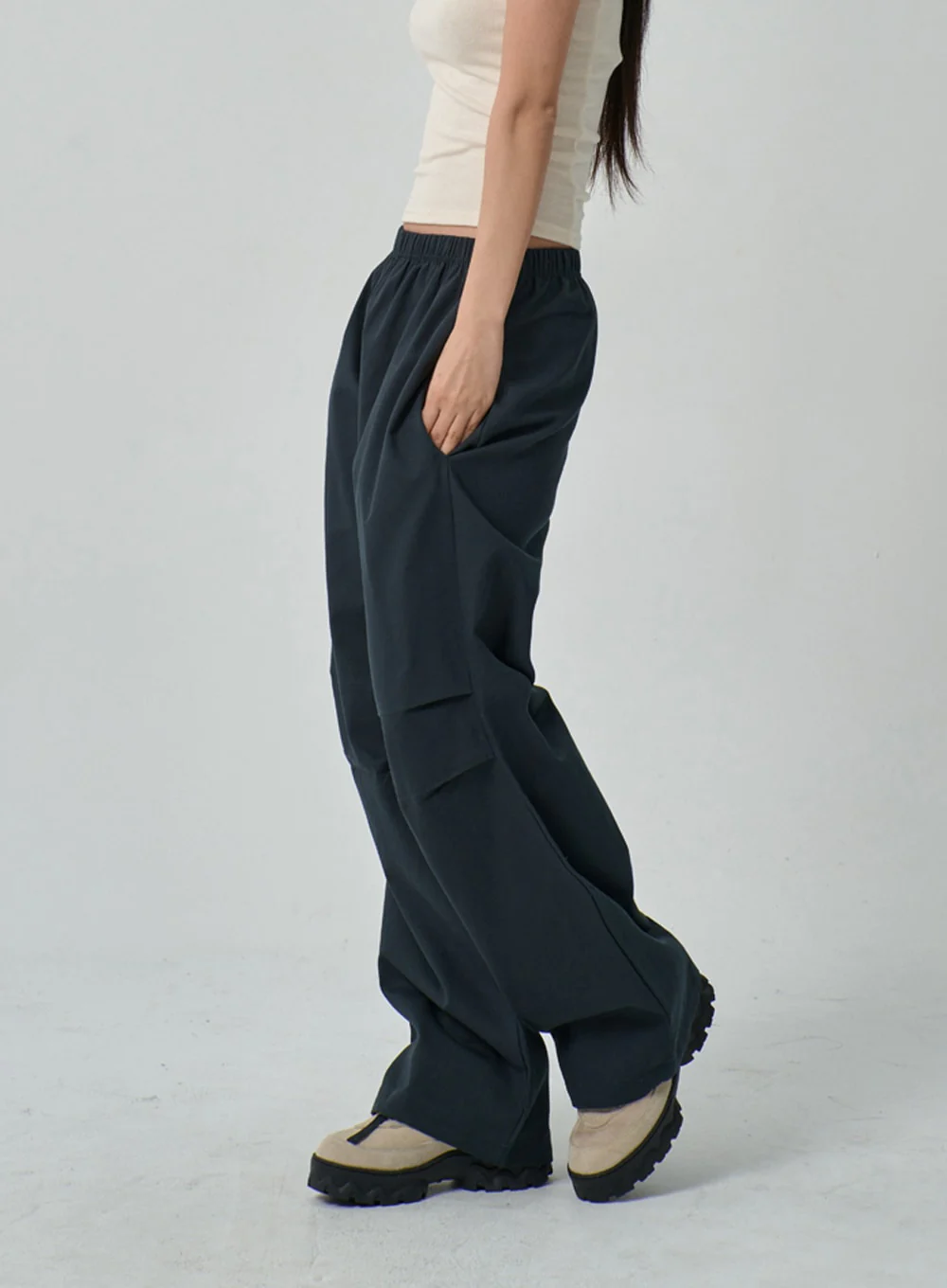 Drawstring Wide Track Pants IF314 - Image 2