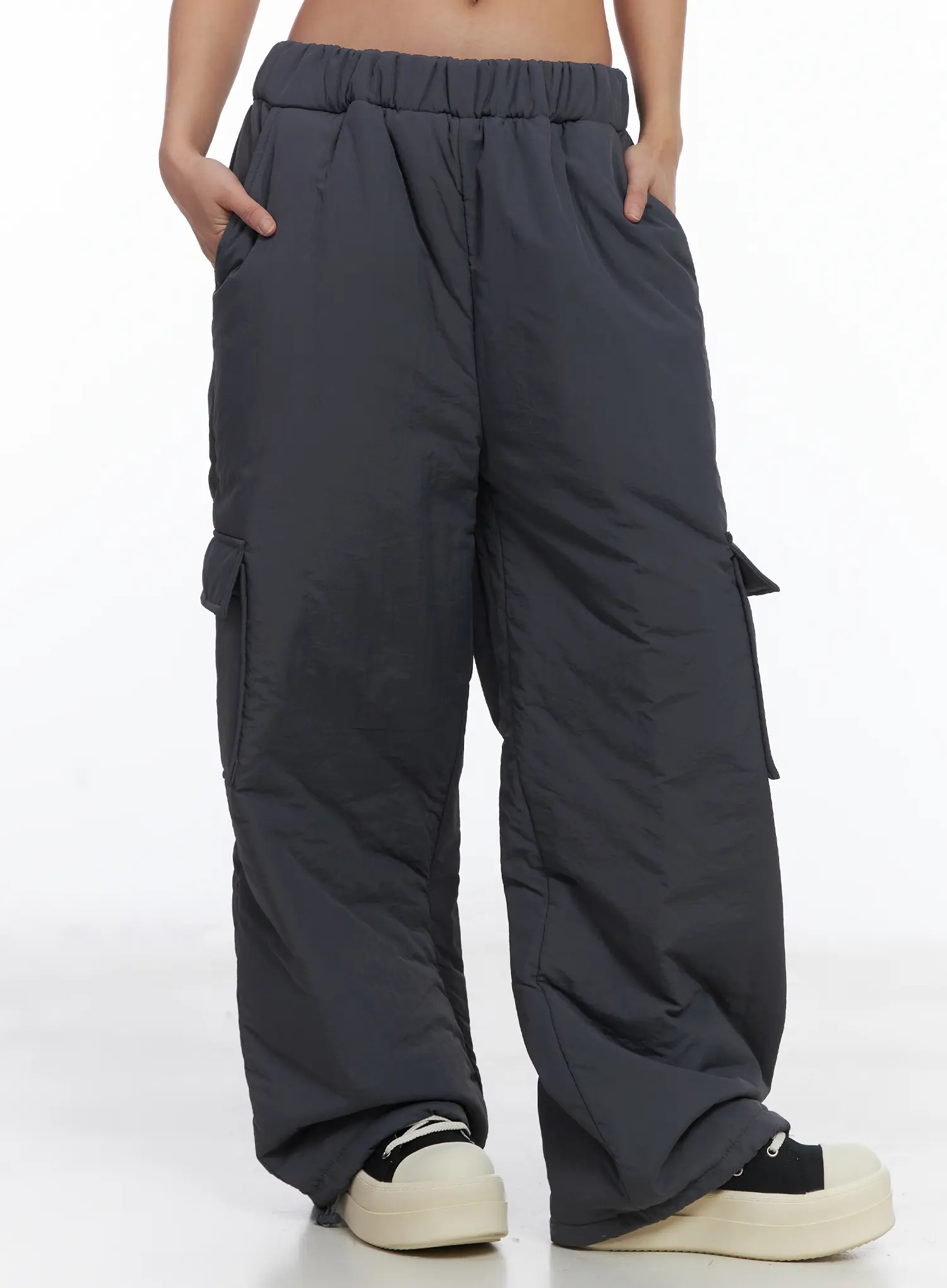 Elastic Waist Wide Cargo Trousers CJ512