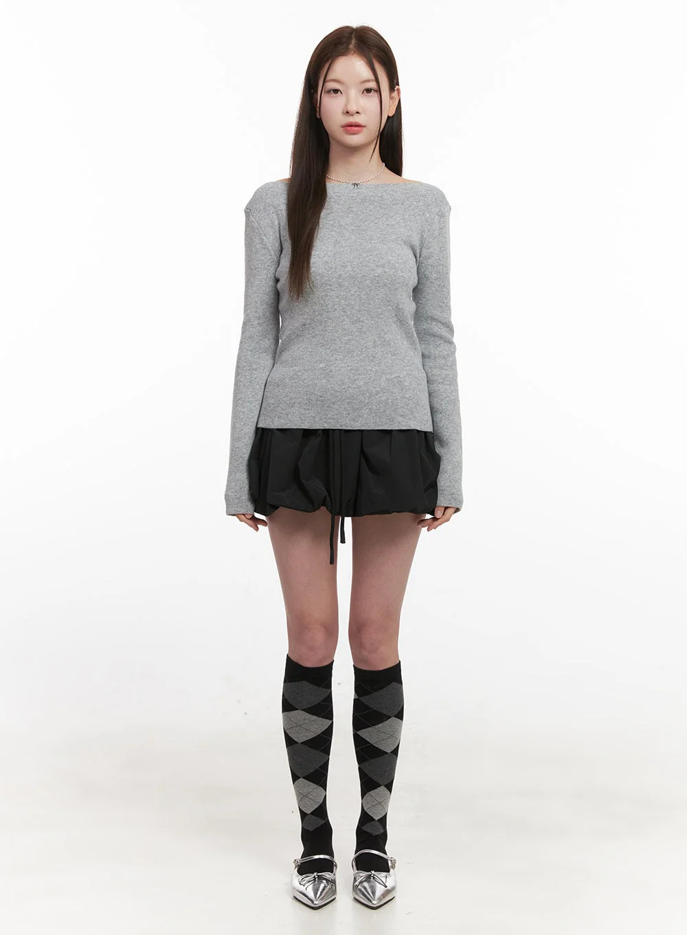Elegant Boat-Neck Knit Sweater IJ530 - Image 4