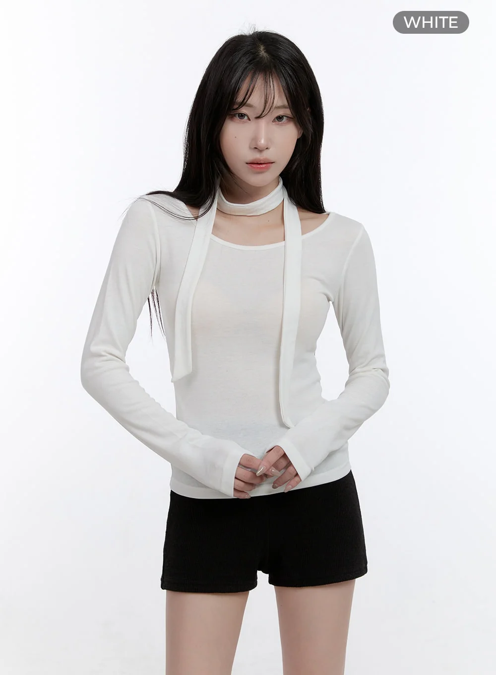 Elegant Long-Sleeve Muffler Top CO418 - Image 10