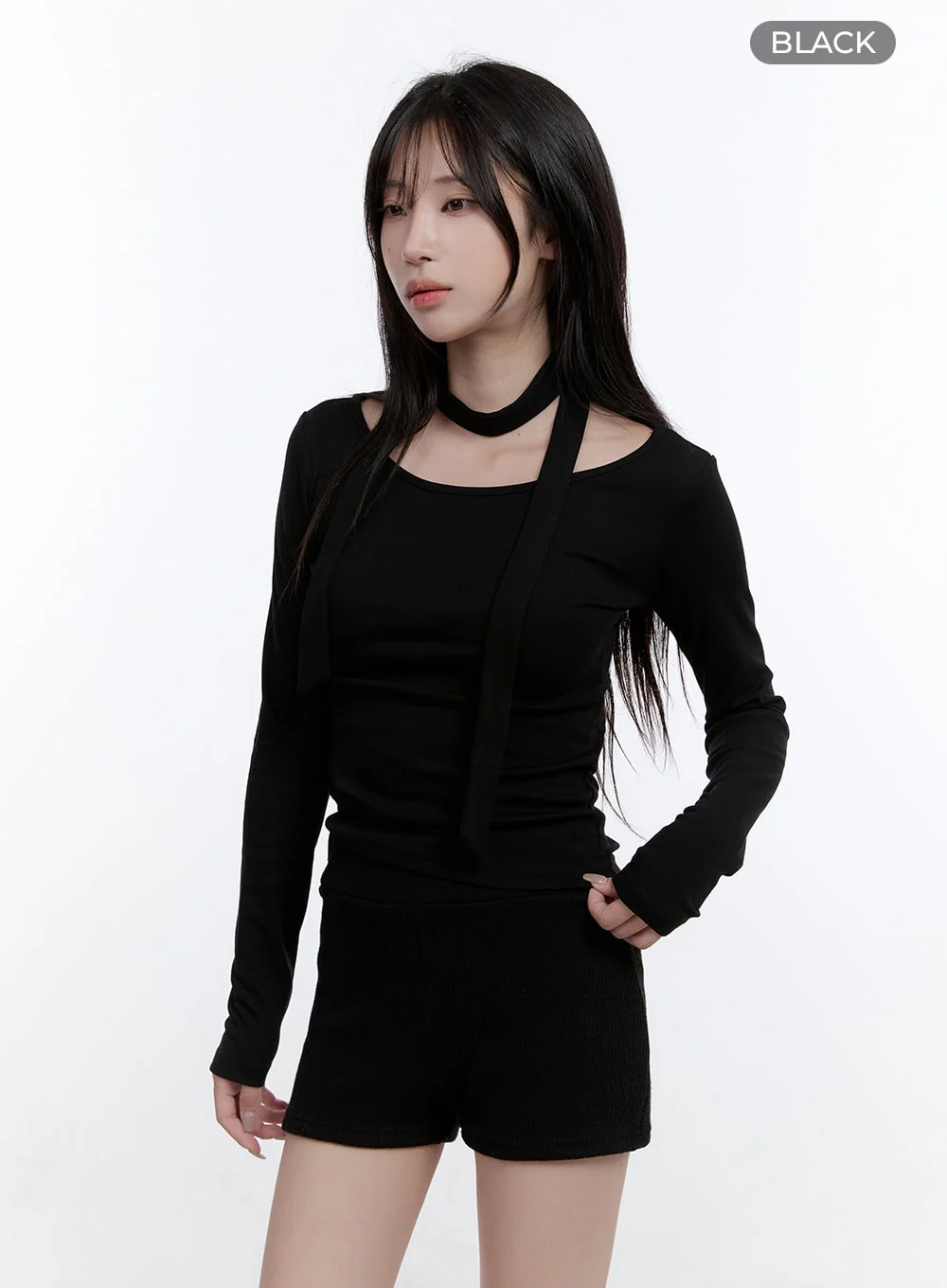 Elegant Long-Sleeve Muffler Top CO418 - Image 8