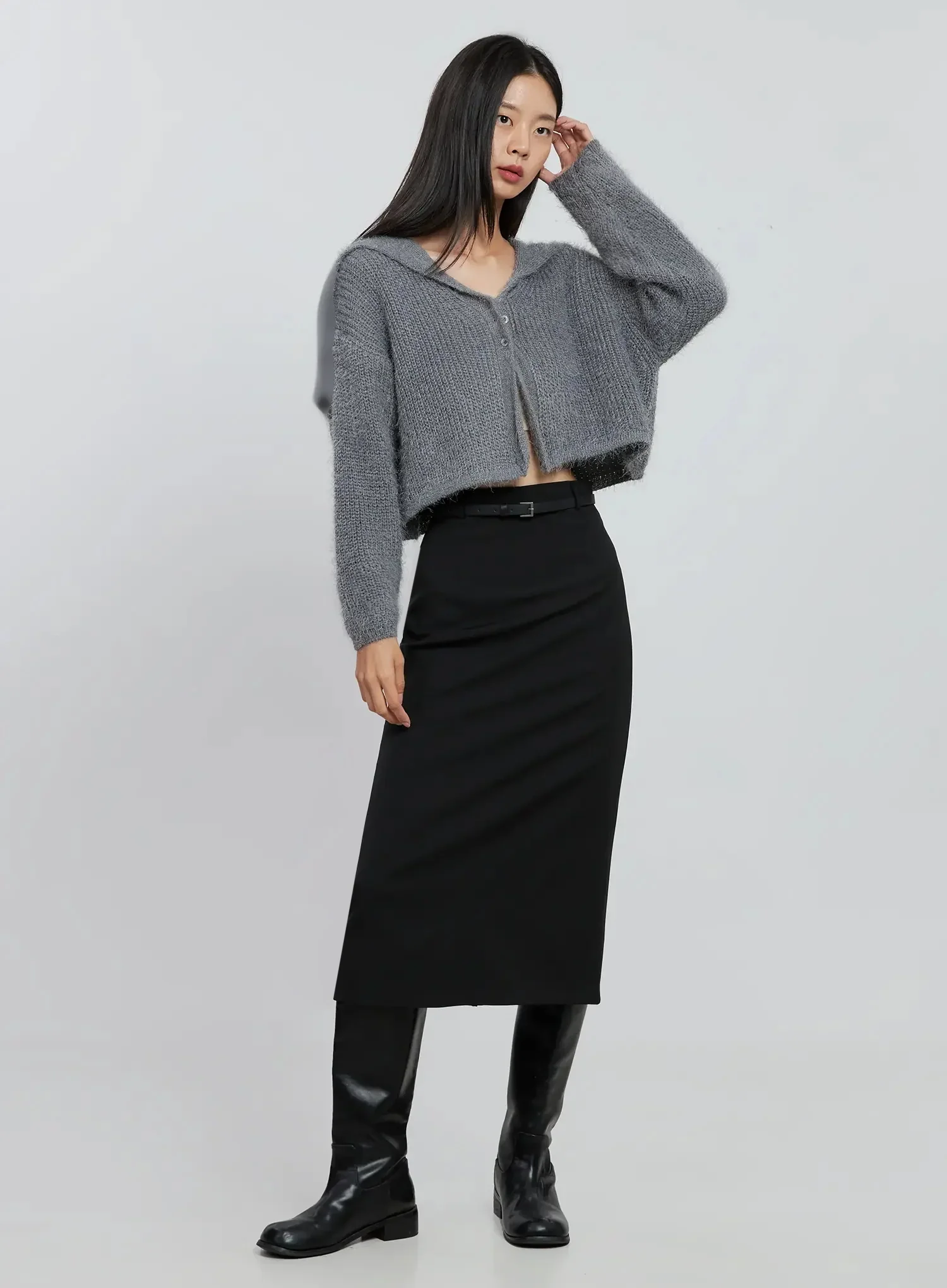 Elegant Midi Belted Skirt IO530 - Image 10