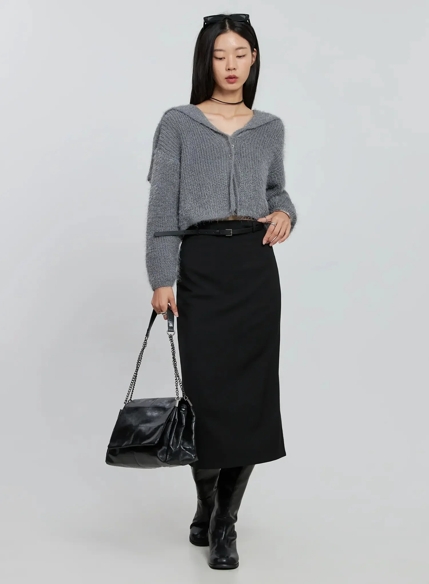 Elegant Midi Belted Skirt IO530 - Image 3