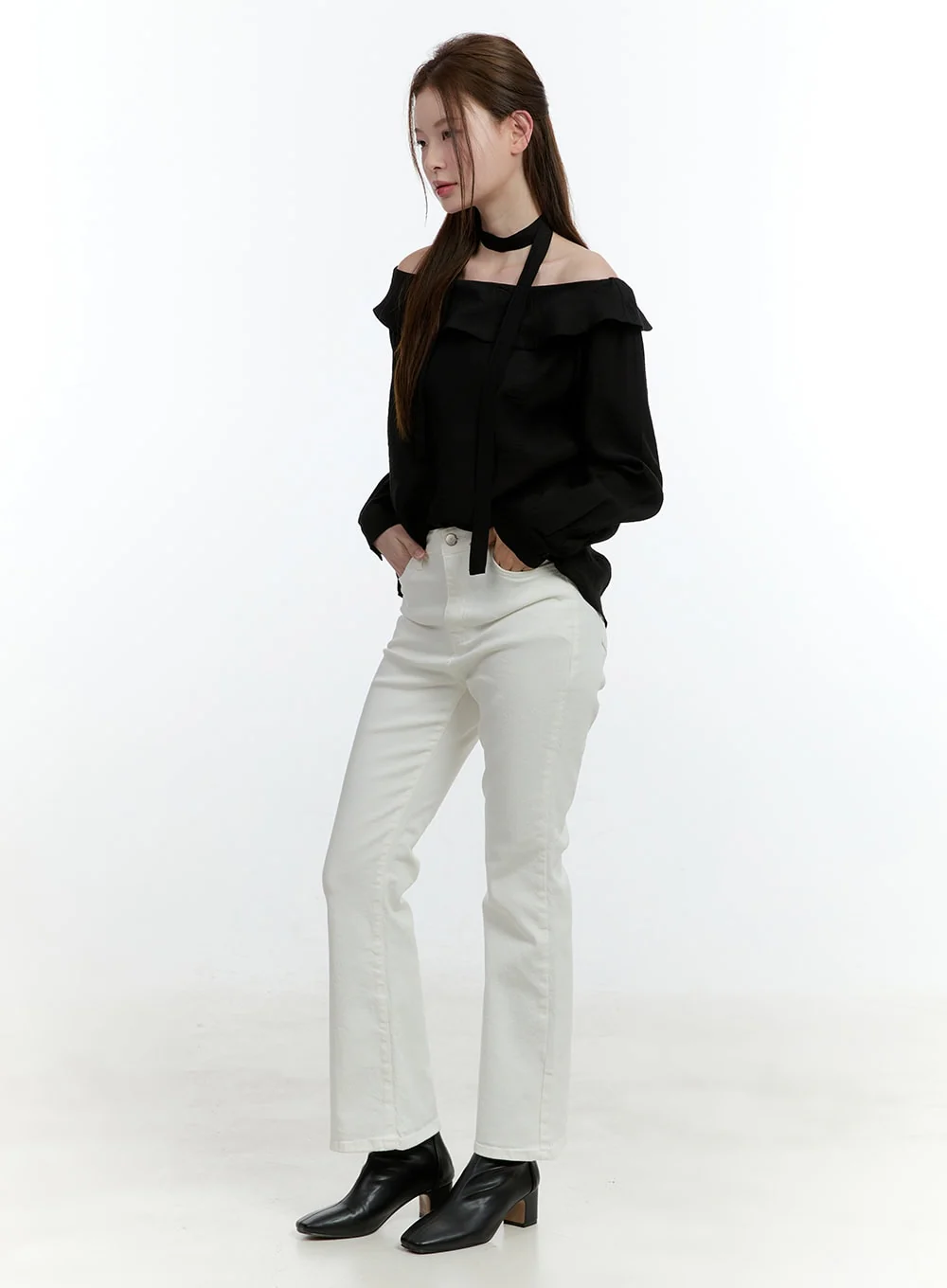 Elegant Off-Shoulder Choker Blouse CF504 - Image 6