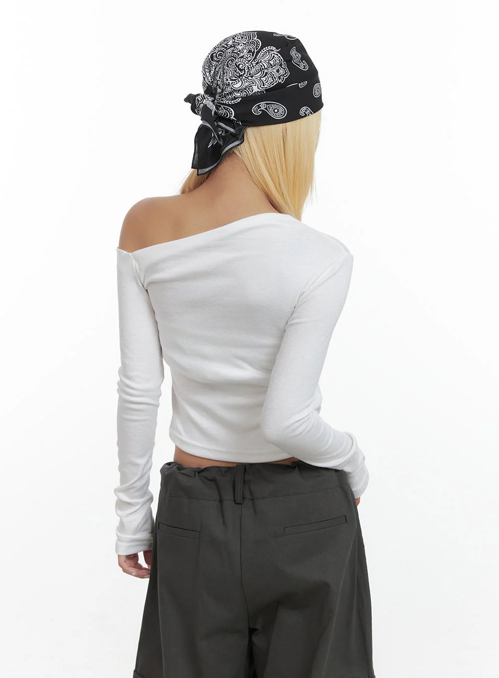 Elegant One-Shoulder Fitted Cropped Long Sleeve  CS425 - Image 6